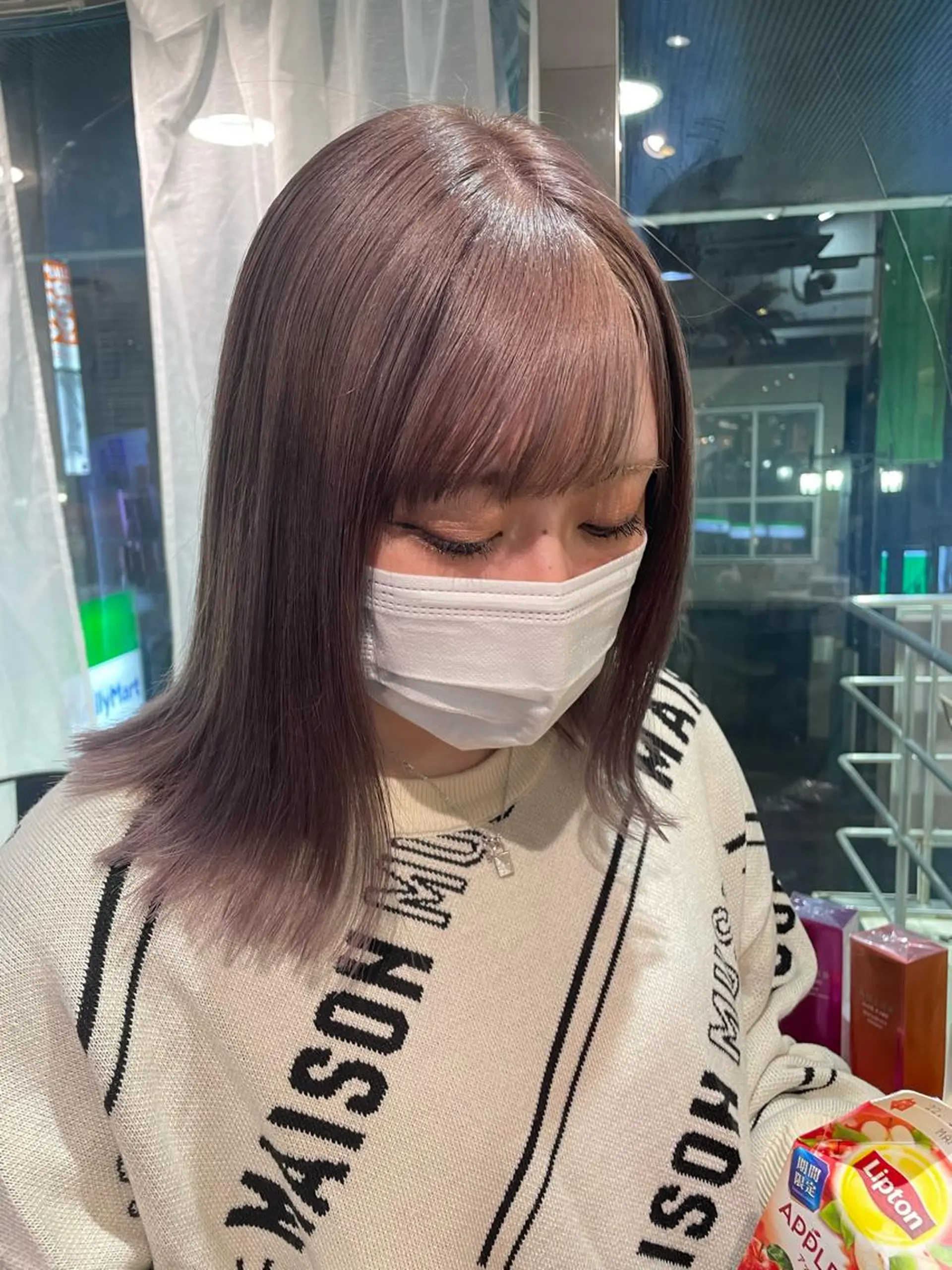 セミロング カラー ラベンダーカラー シルバー カット ヘアカラー トリートメント aya/小顔レイヤー /柔らかカラーのヘアスタイル