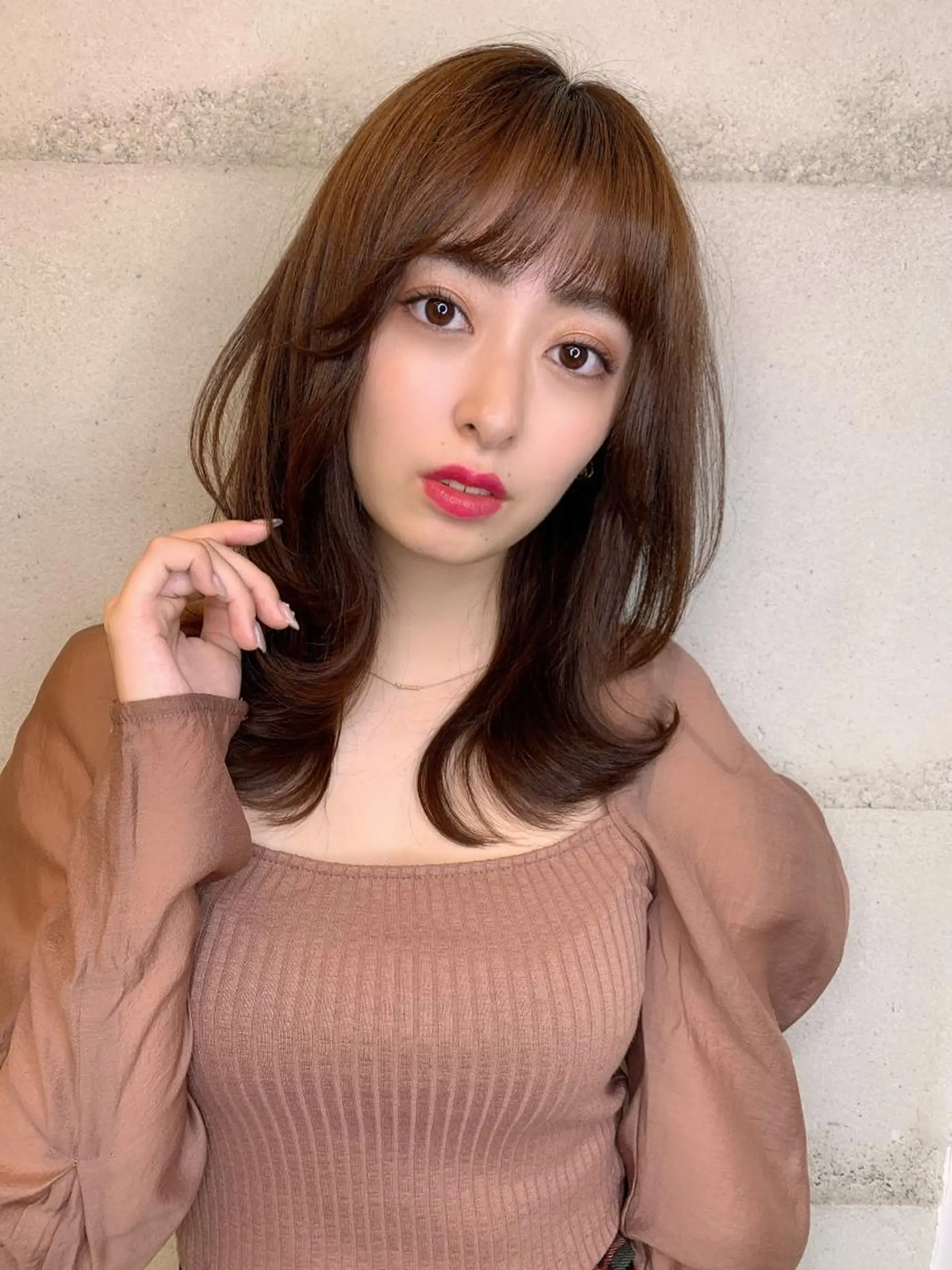 ミディアム カラー 透明感/オリーブ/ グレージュ/YUKAのヘアスタイル