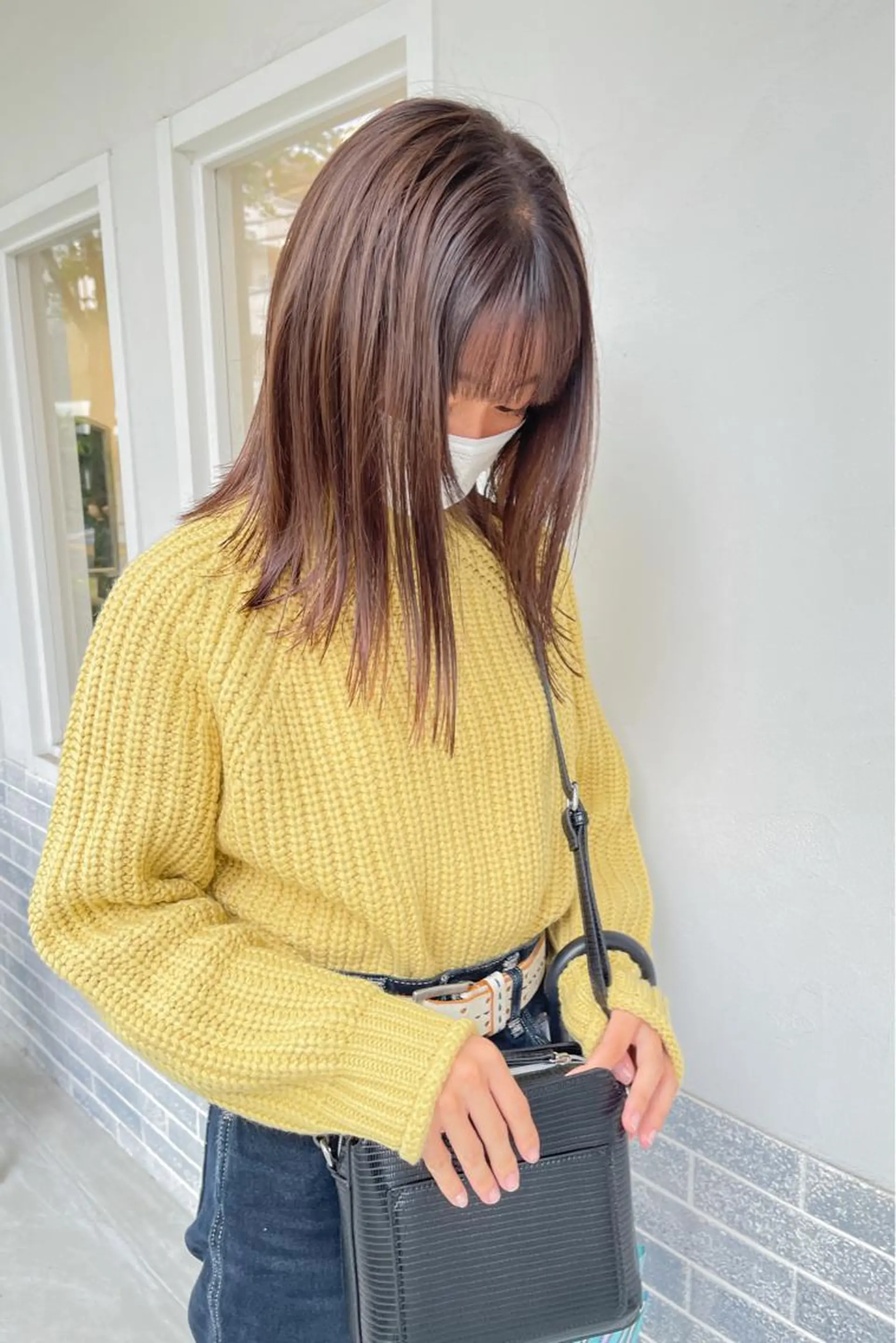 ミディアム カラー ベージュカラー ブラウンカラー マロンブラウン 切りっぱなしロブ ヘアカラー kyon.hair 韓国カットカラーのヘアスタイル