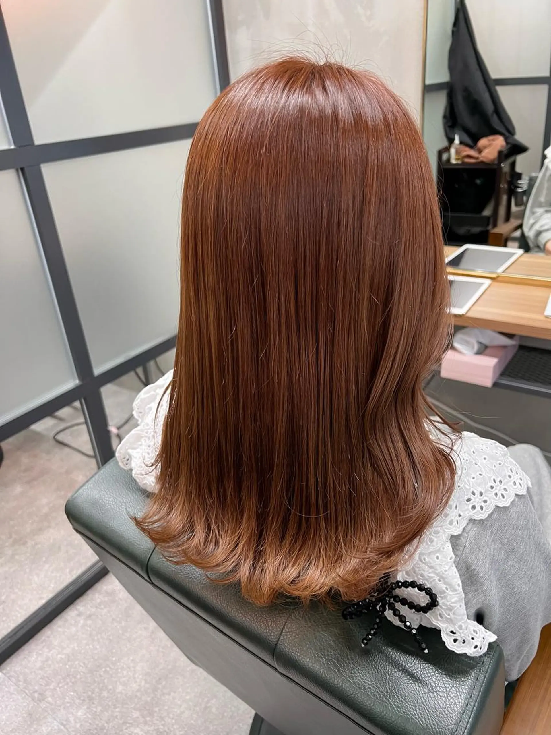 セミロング カラー オレンジ ピンクカラー ヘアカラー トリートメント S.BROOM SAYAKA⭐︎のヘアスタイル