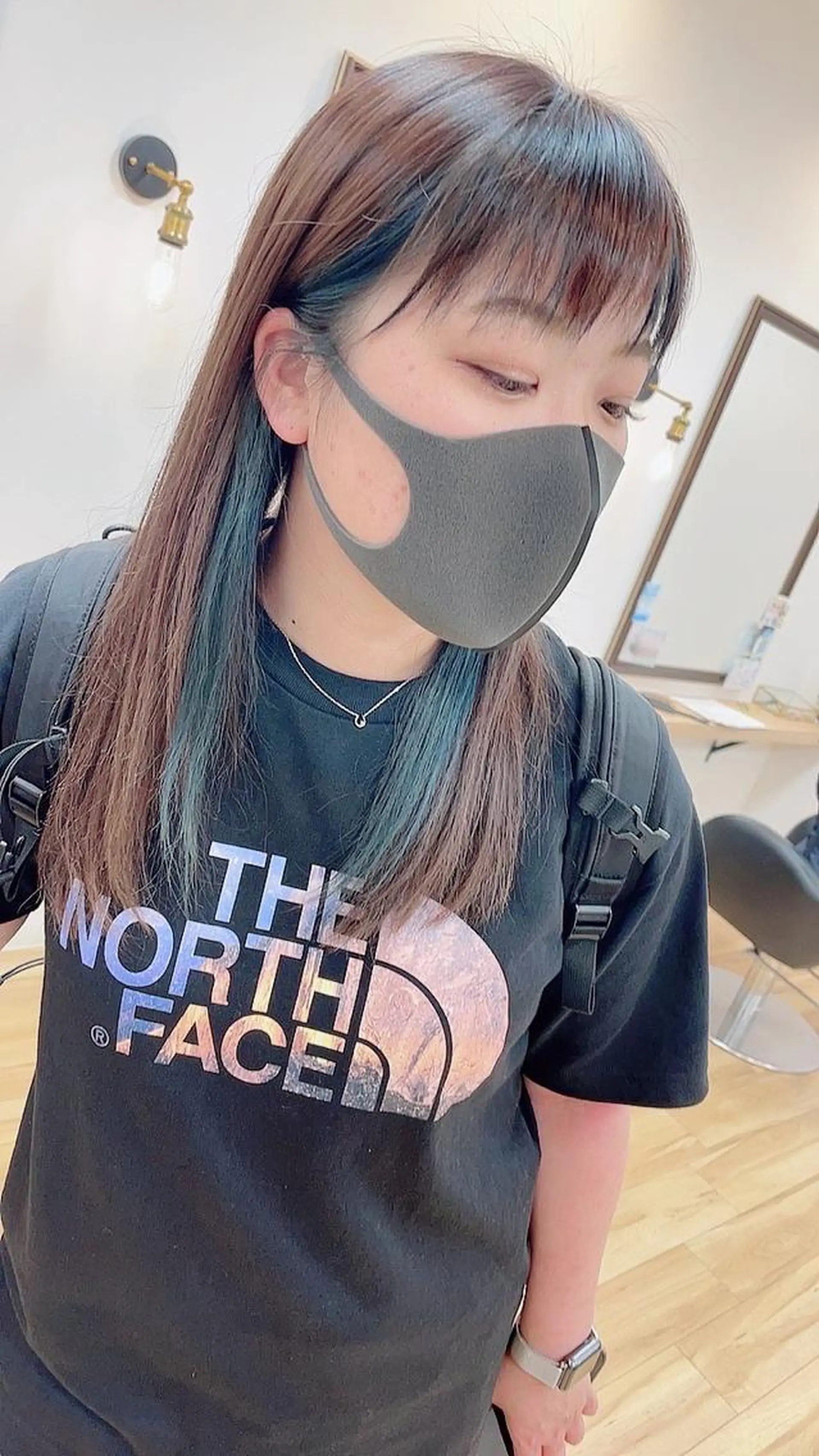 ロング カラー ブルーカラー インナーカラー MOLLA 浅香山店所属・谷口ゆめ/縮毛矯正/ 大人女子/眉ワックスのヘアスタイル