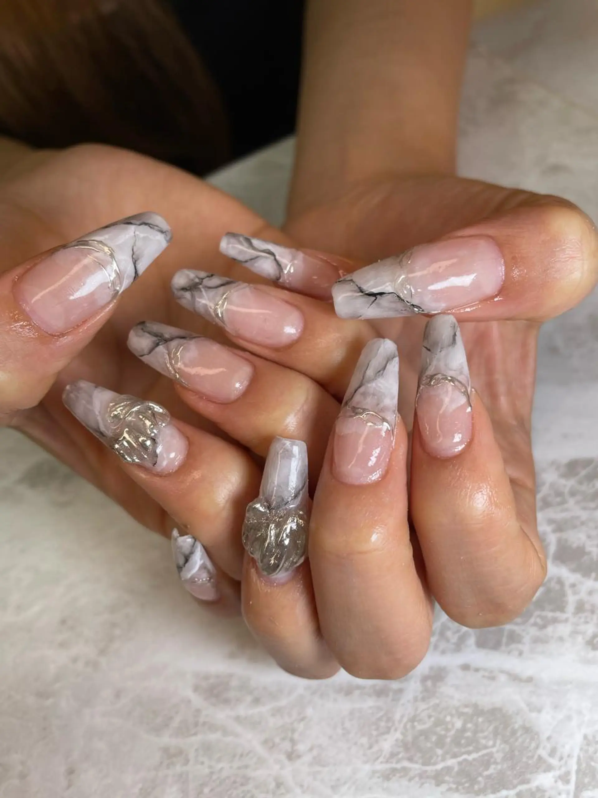 ネイル アートネイル 大理石ネイル(マーブル) スカルプネイル ハンドネイル YOUTH nails waxing所属・YOUTH natsumiのネイルデザイン