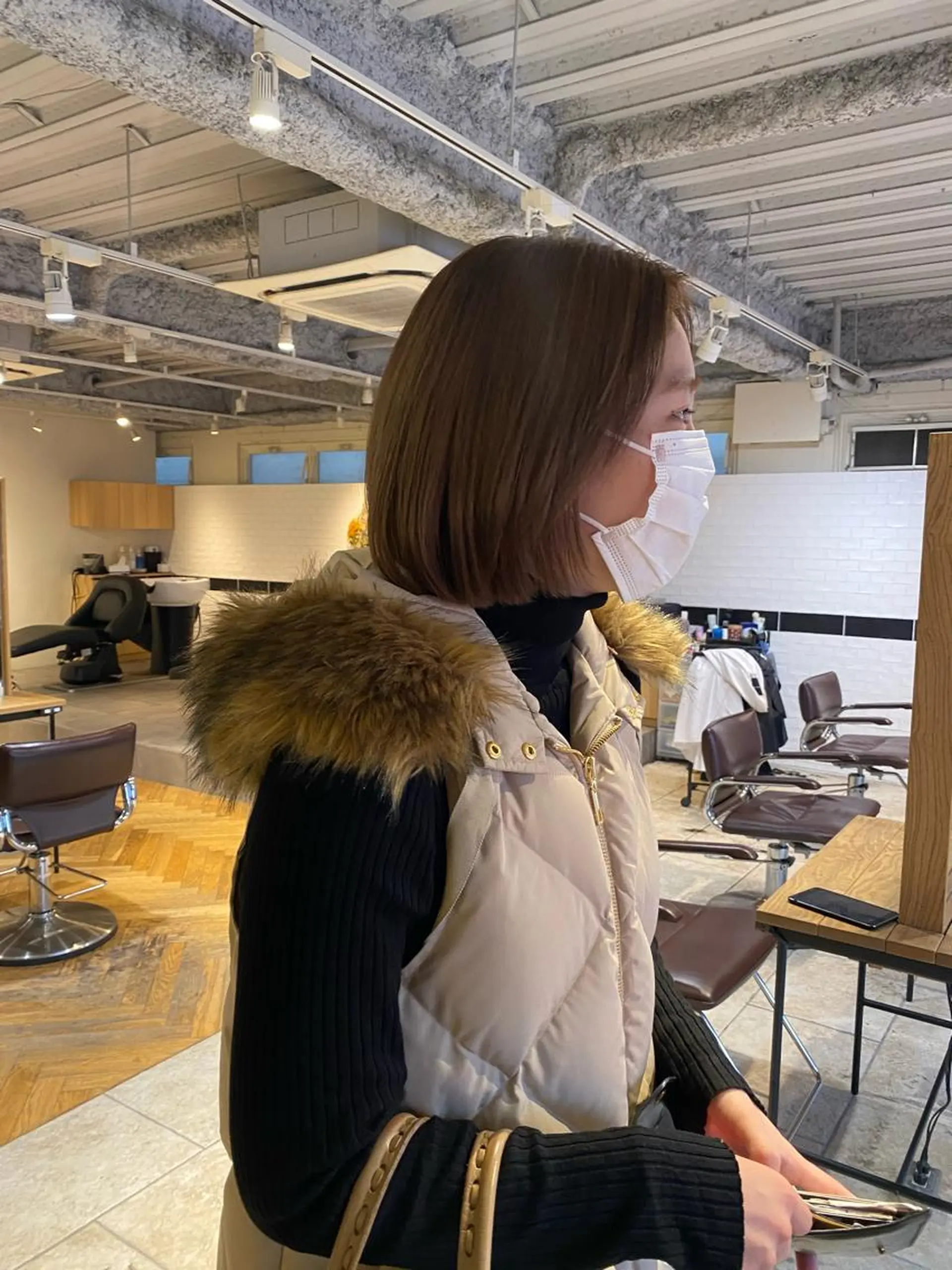 ミディアム カラー ベージュカラー ブリーチ io濱川 遥のヘアスタイル