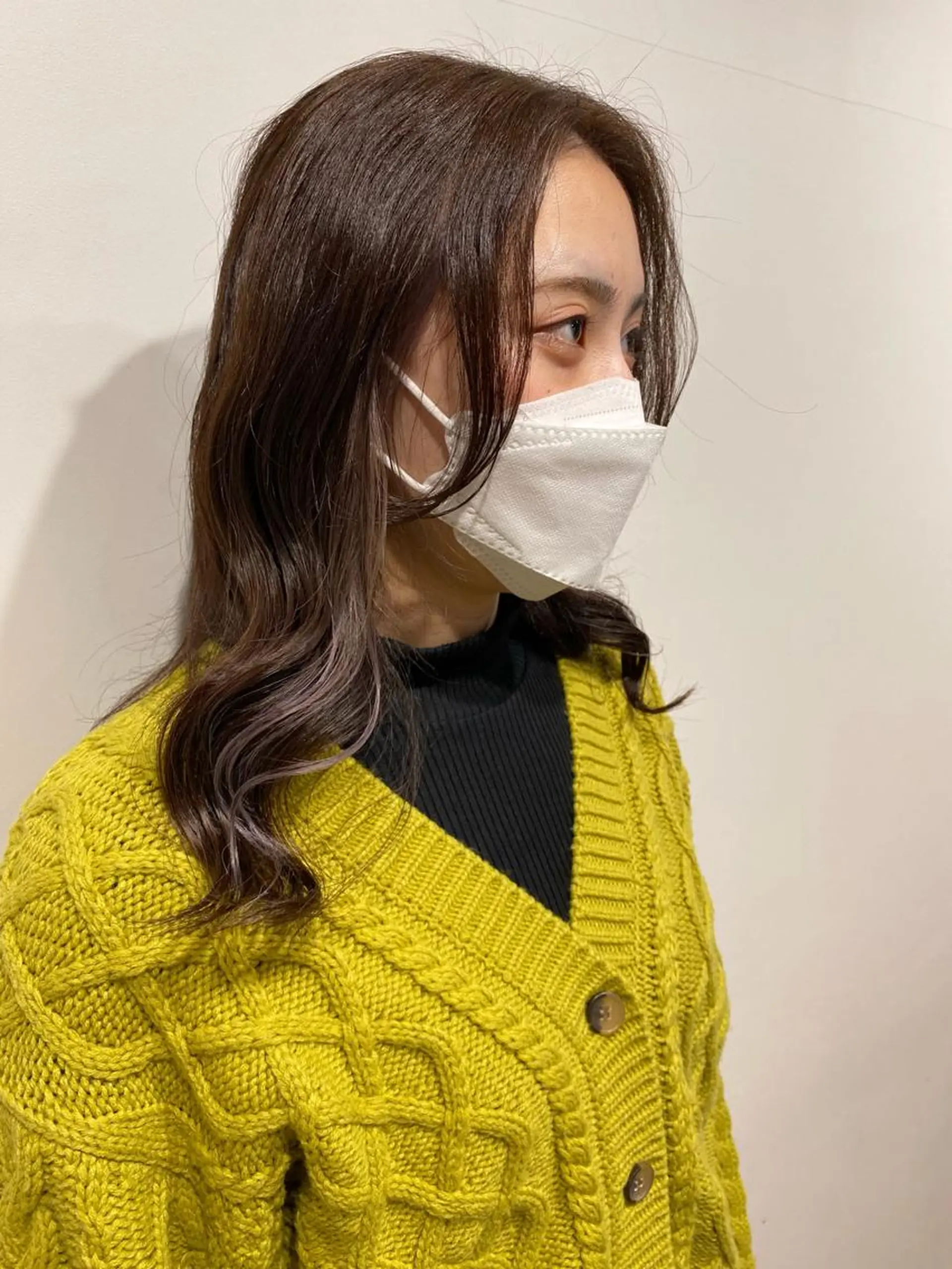 セミロング カラー インナーカラー ラベンダーカラー ラベンダーグレー レイヤー/髪質改善 渡邉【日吉美容室】のヘアスタイル