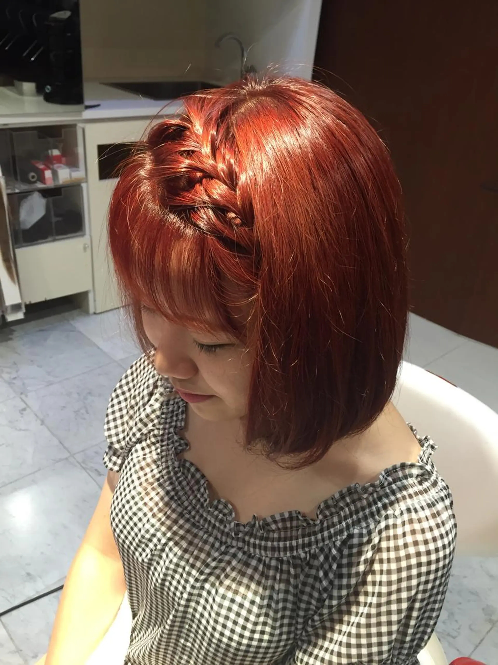 カラー レッドカラー 香取 康平のヘアスタイル