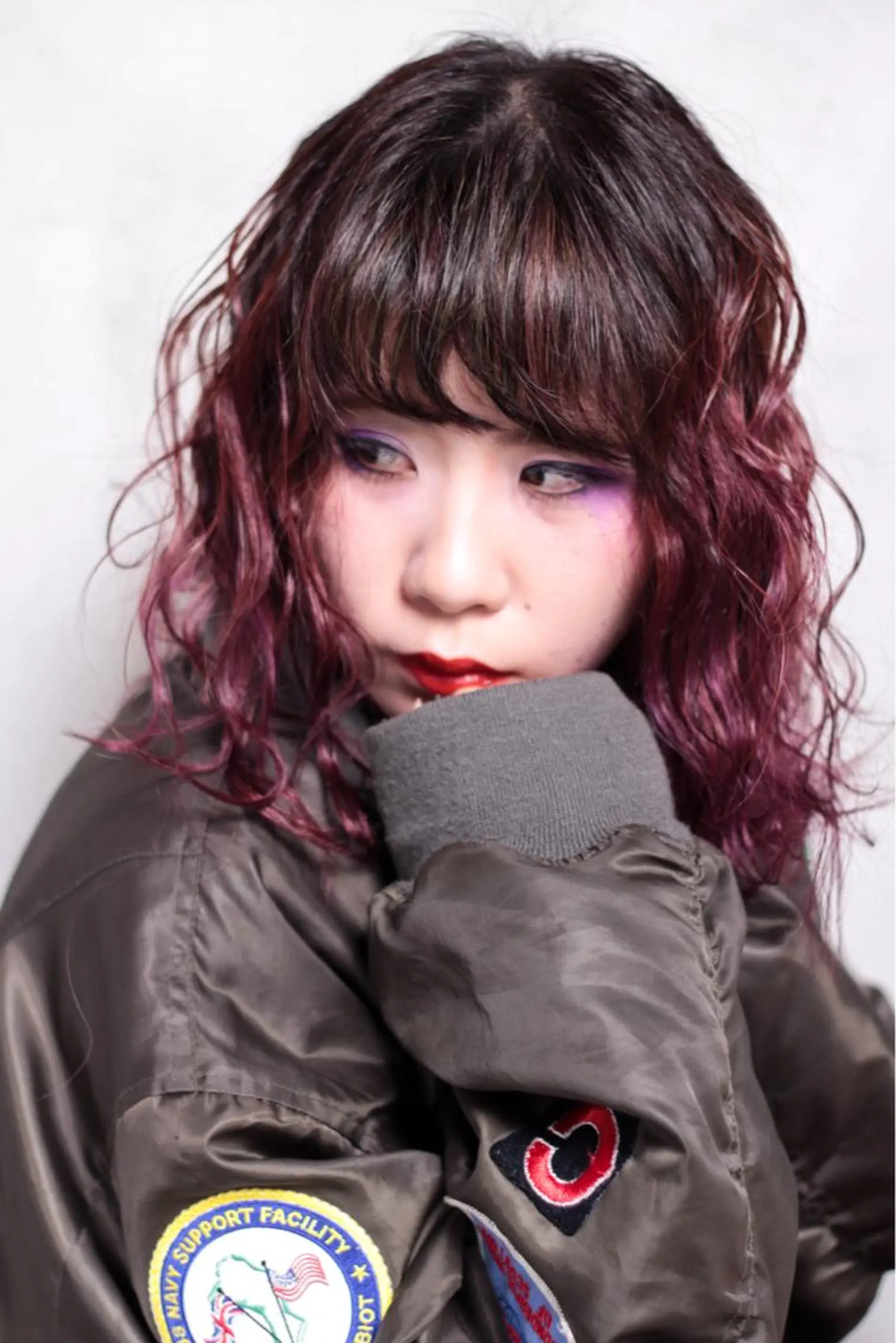 セミロング カラー ピンクカラー ピンクパープル パープルカラー 松村 崇弘のヘアスタイル