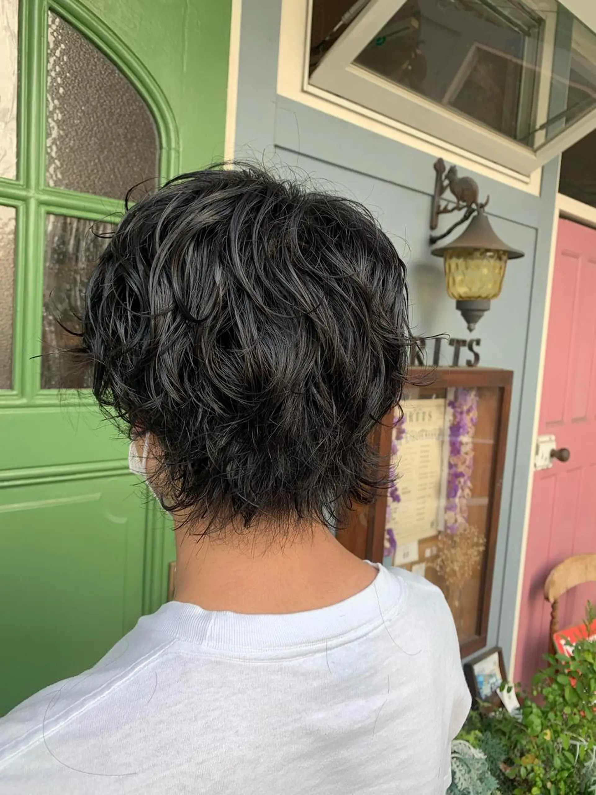 ショート パーマ ウルフカット カット パーマ 清水千優/パーマ/透 明感カラー/メンズのヘアスタイル