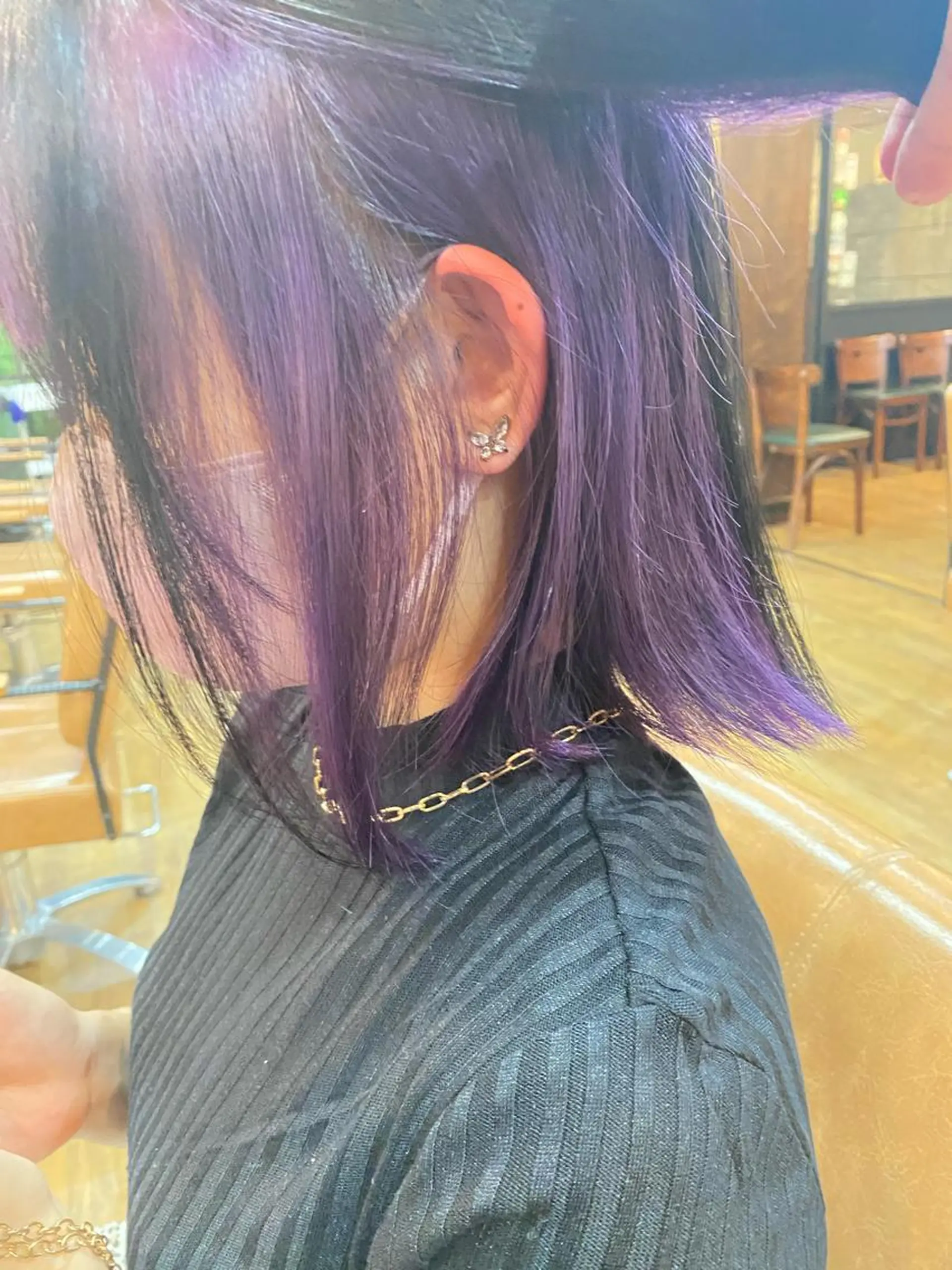 ミディアム カラー ブルーカラー ブルーバイオレット バイオレットカラー ヘアカラー トリートメント 特殊カラー特化 ✂️SHIAN フジのヘアスタイル