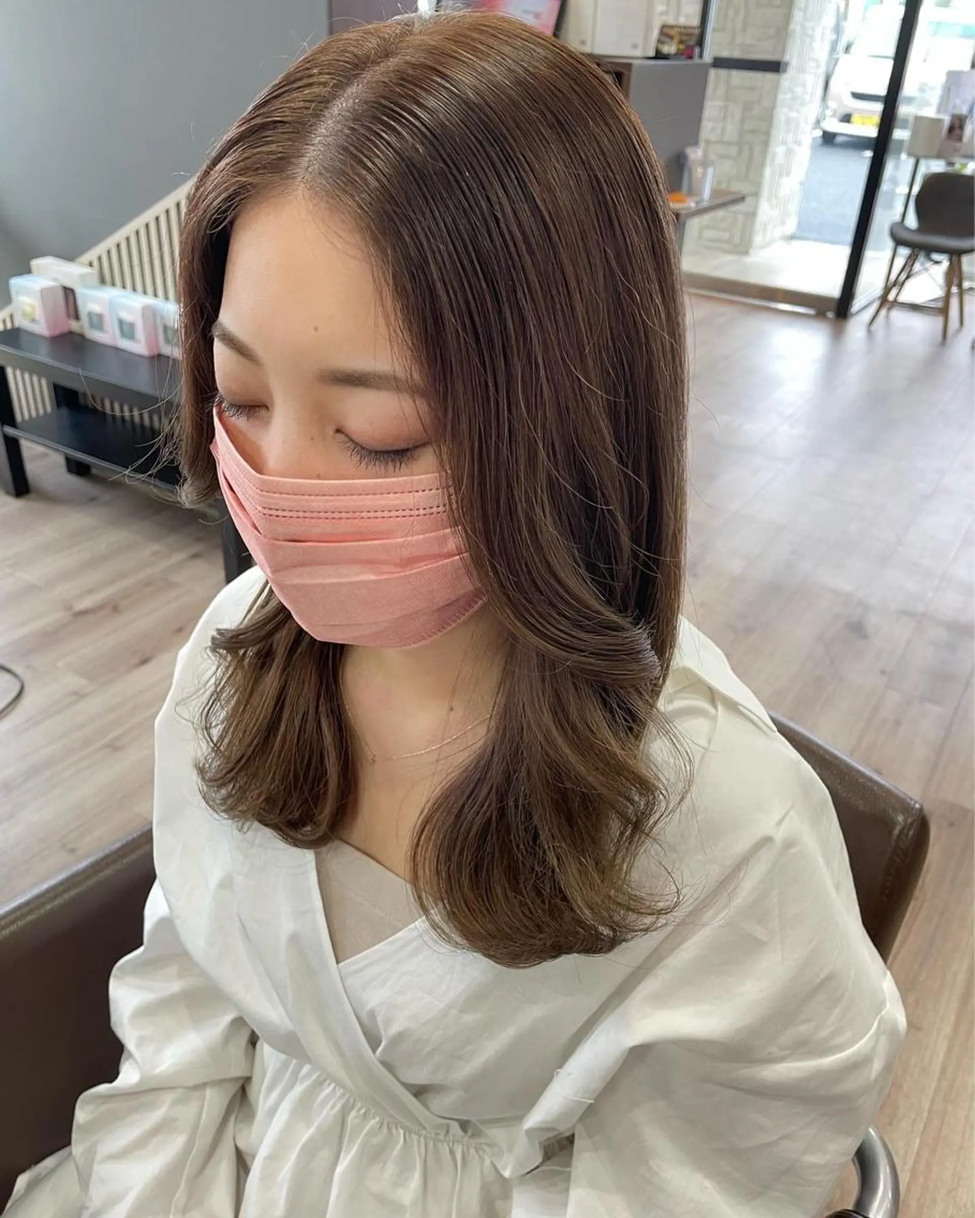 ロング カラー ベージュカラー ブリーチ オリーブベージュ ピンクカラー たなか りなのヘアスタイル