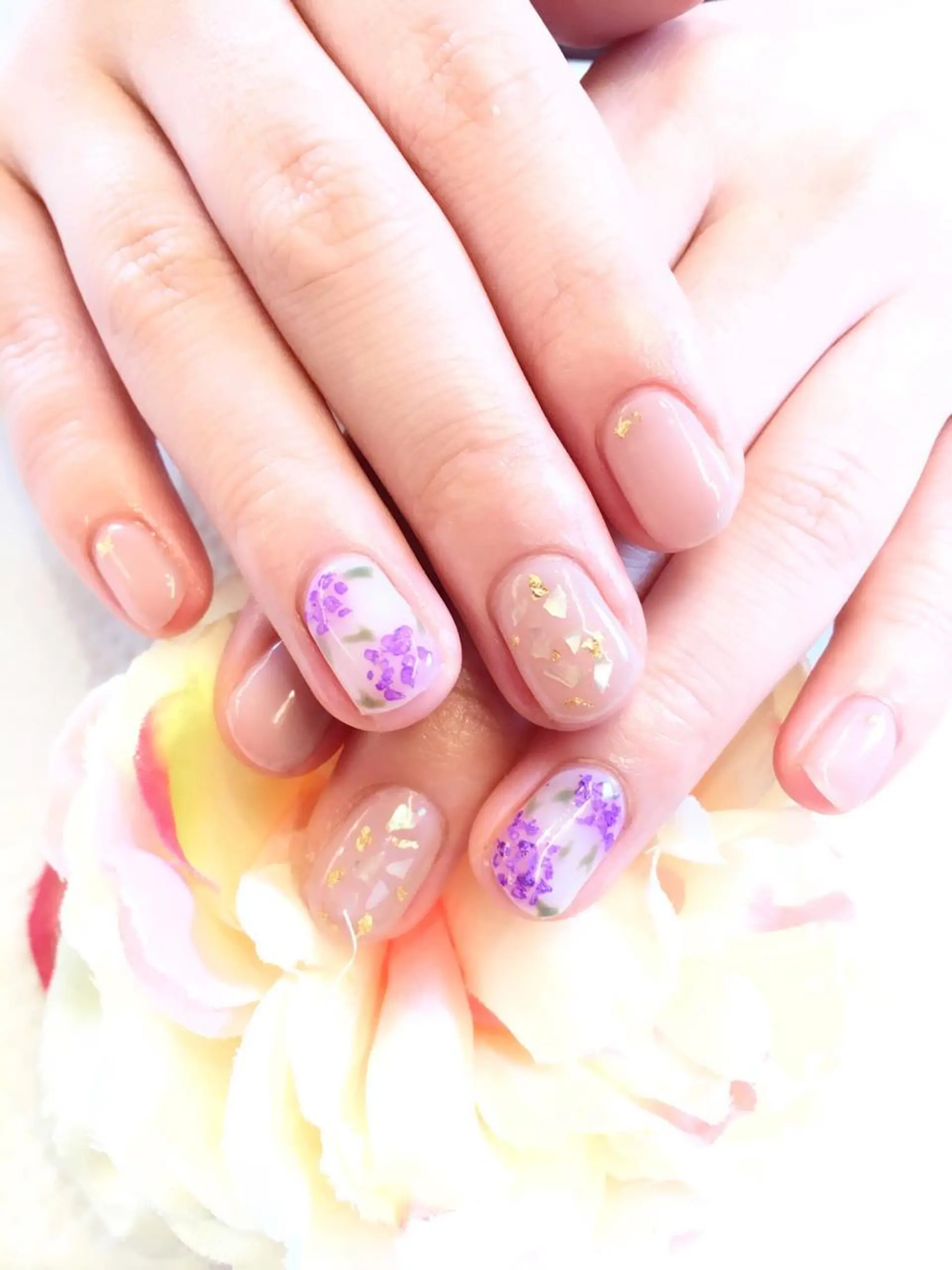 ネイル フットネイル ジェルネイル ミラーネイル パラジェル 春ネイル clover nailのネイルデザイン