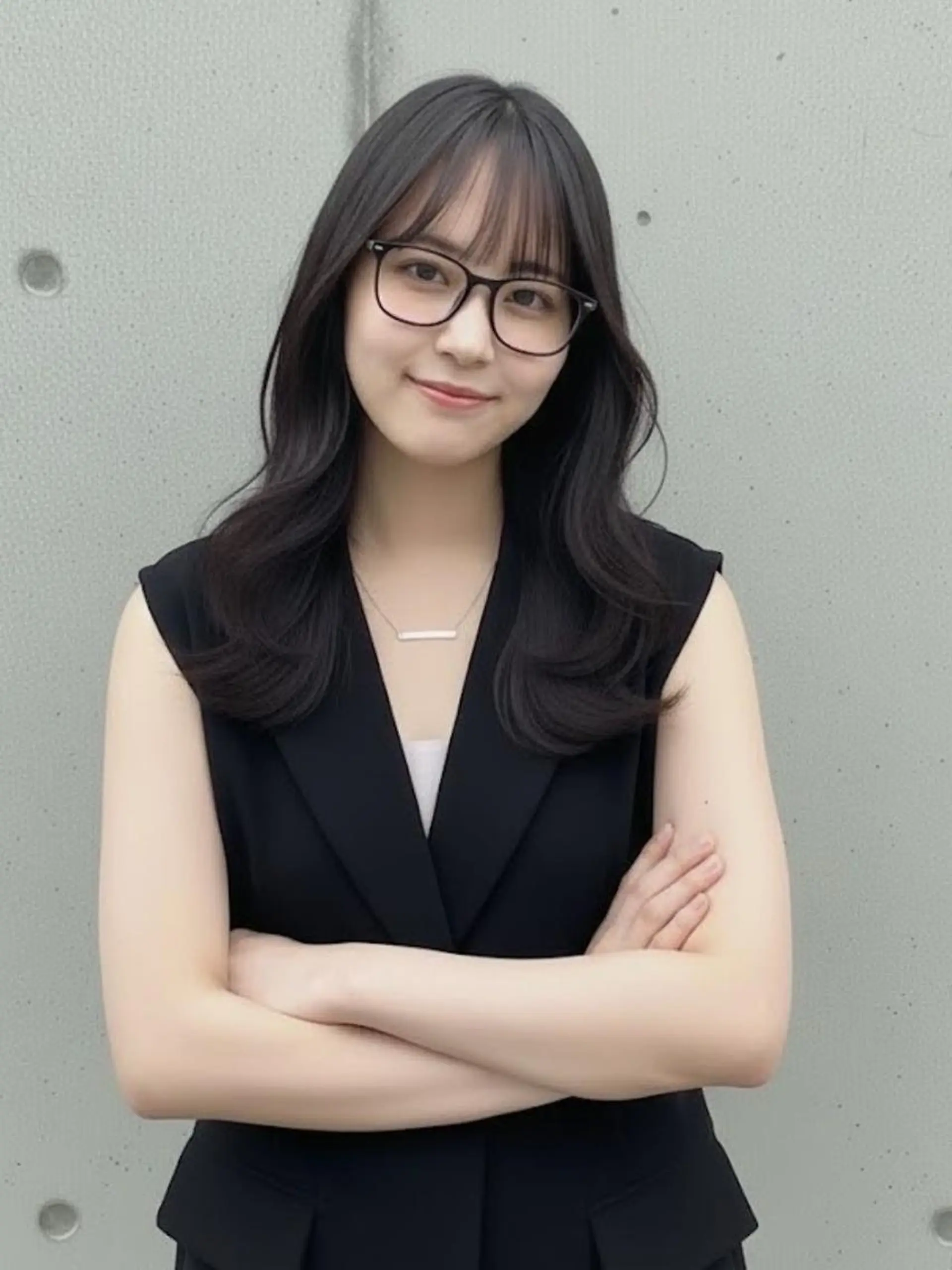 セミロング カラー アッシュ ダークアッシュ 顔まわりレイヤー レイヤーカット シースルーバング ヘアカラー ヘアサロン エム渋谷のヘアスタイル