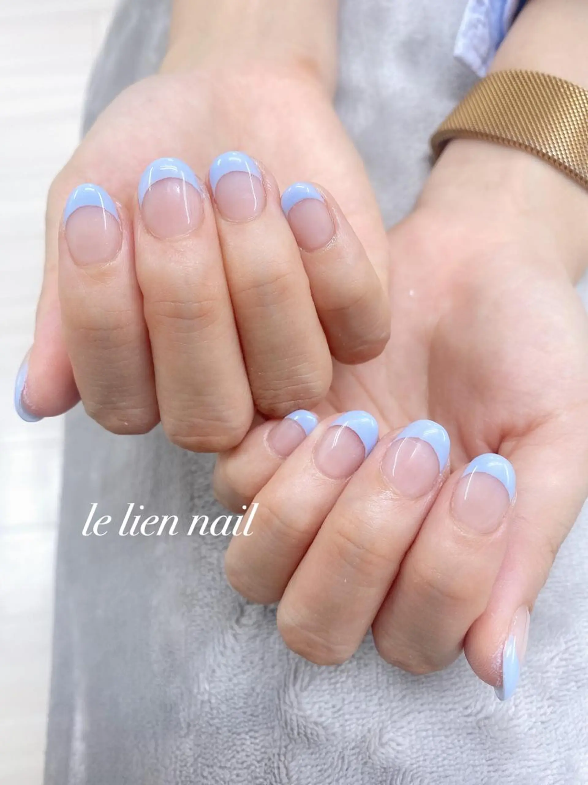 ネイル ブルー フレンチネイル le lien nailのネイルデザイン