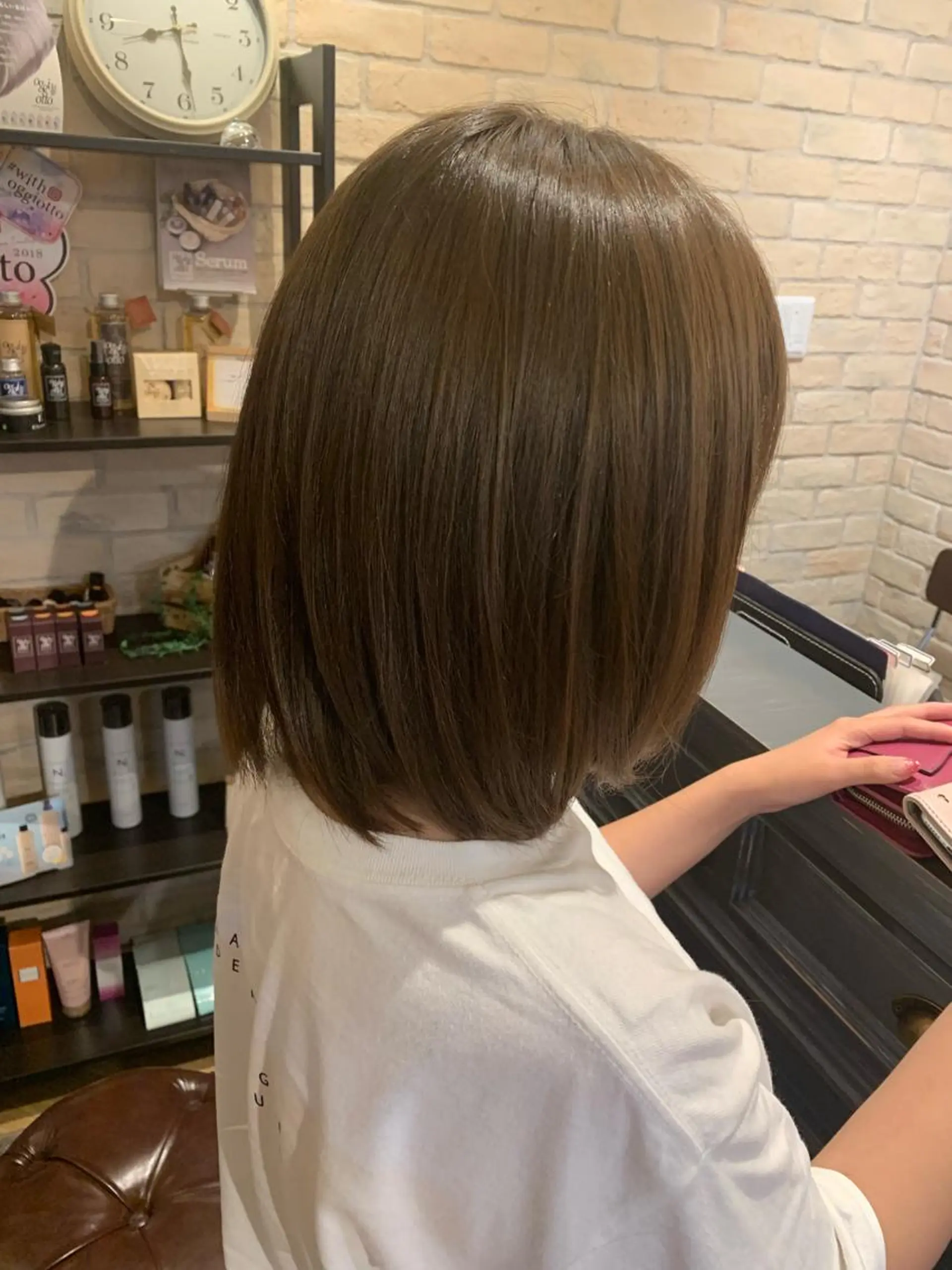 ミディアム カラー ブリーチ ブラウンカラー モカブラウン ブリーチなしカラー 髪質改善＆韓国風 RINAのヘアスタイル