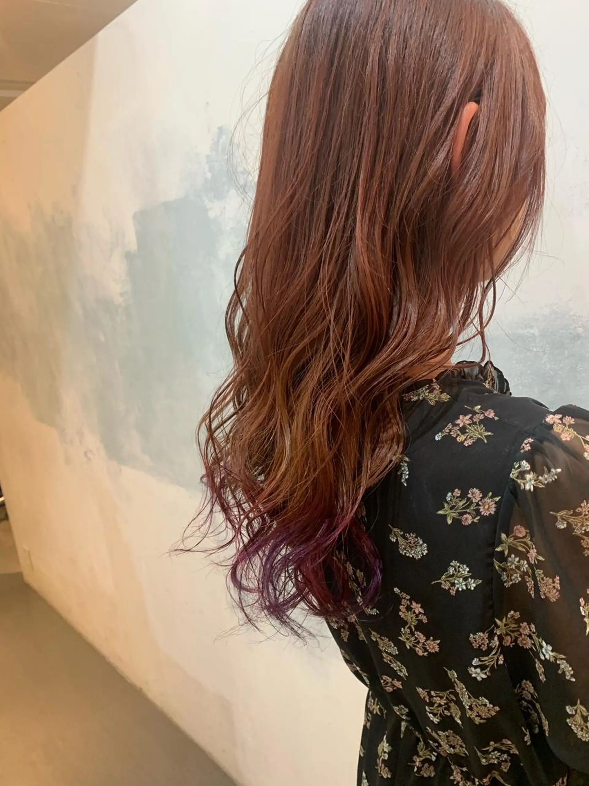 ロング カラー ブラウンカラー グラデーションカラー ピンクカラー ピンクパープル ピンクブラウン ヘアカラー トリートメント 🍑艶髪✖️暖色系 ✨momoka🍑のヘアスタイル