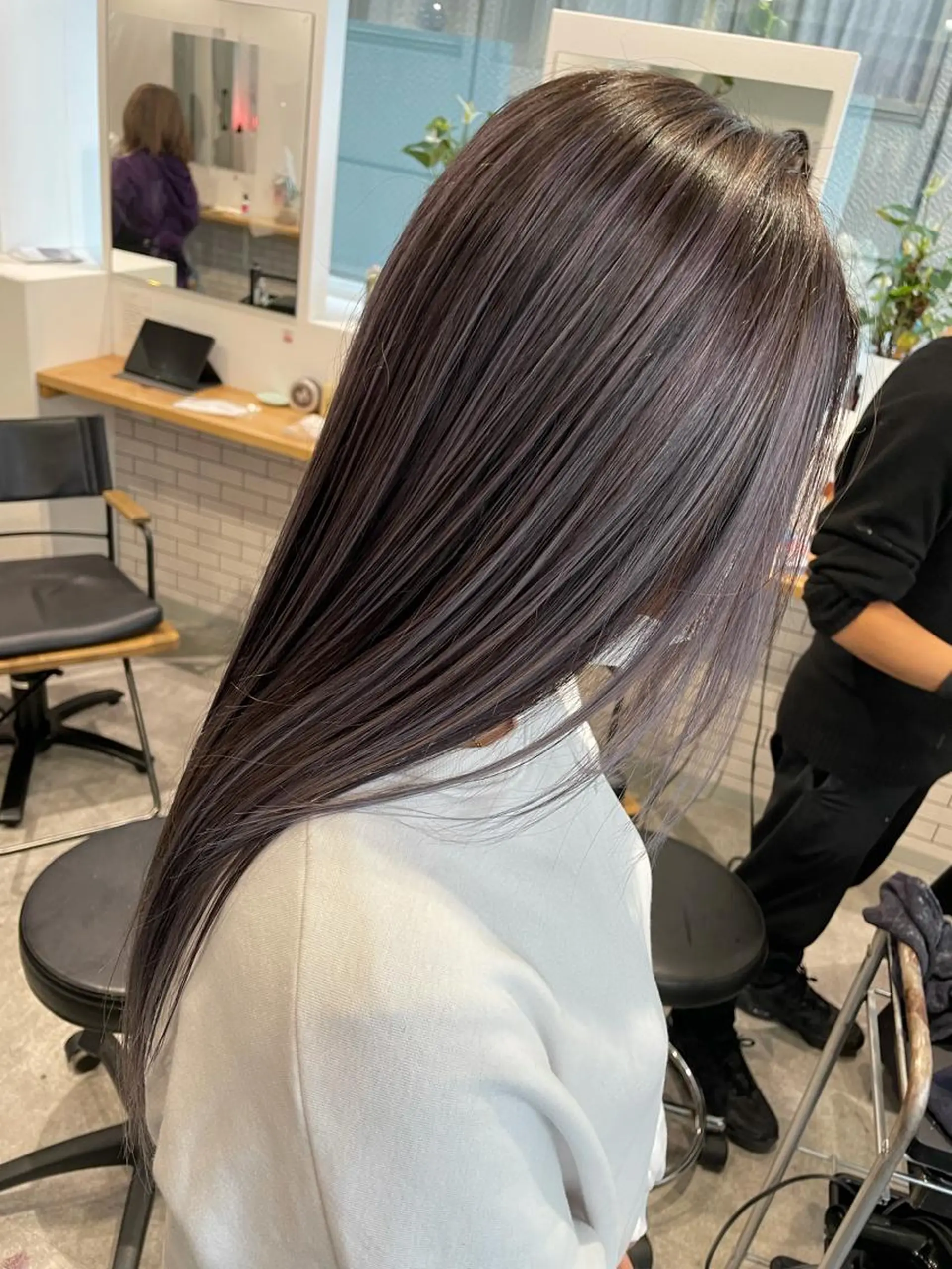 ロング カラー バレイヤージュ バイオレットカラー レイヤーカット 京都美容師 塩のヘアスタイル