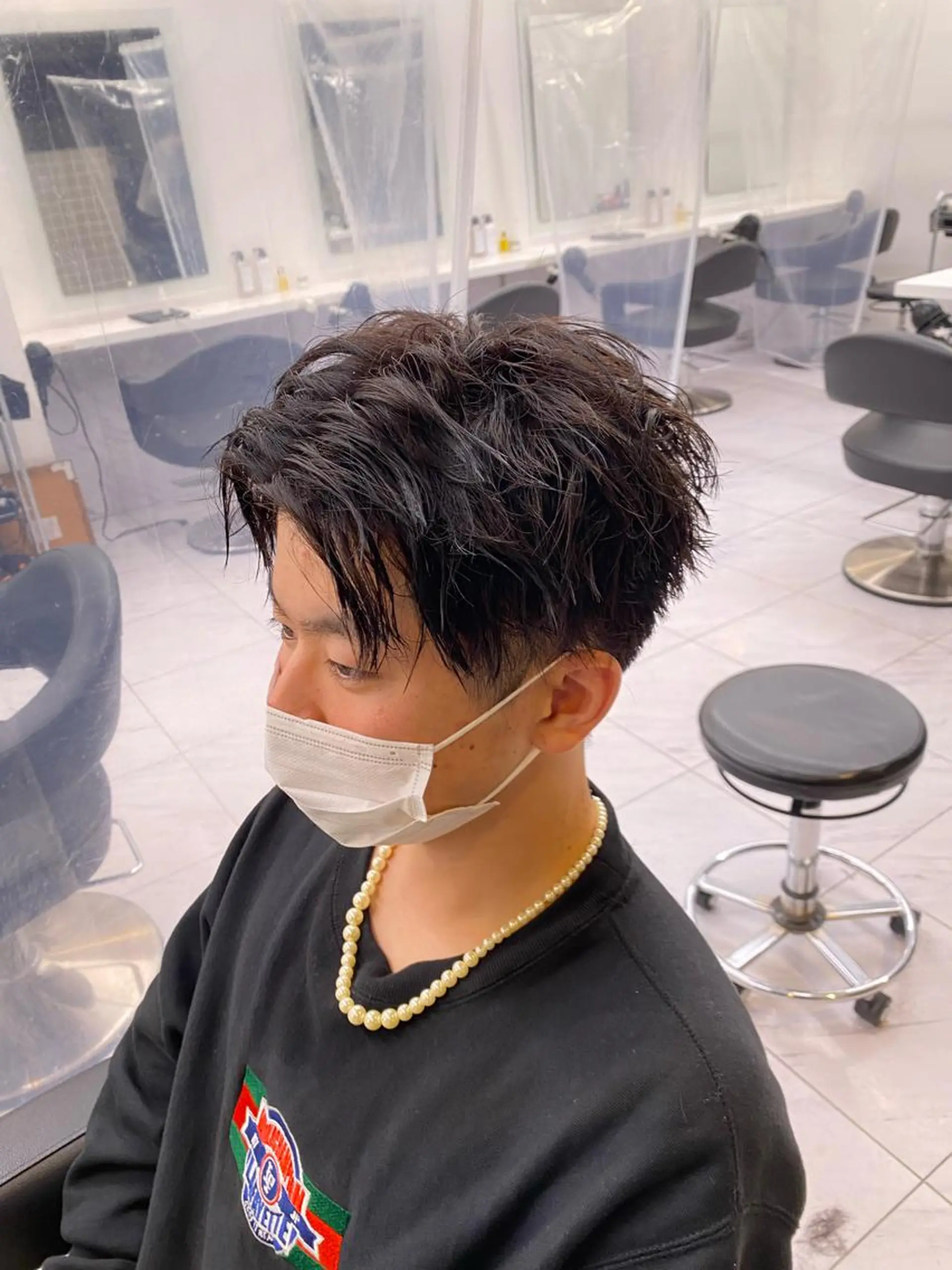 ミディアム パーマ ヘアアレンジ メンズ カット パーマ メンズ特化 水口湧太のヘアスタイル