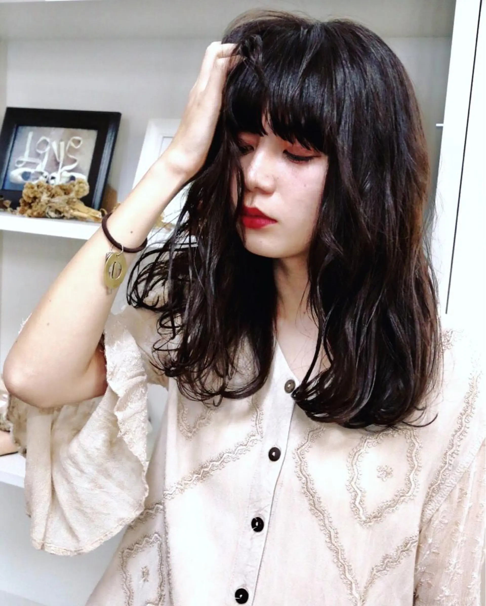 セミロング カラー パーマ 山口 悟のヘアスタイル