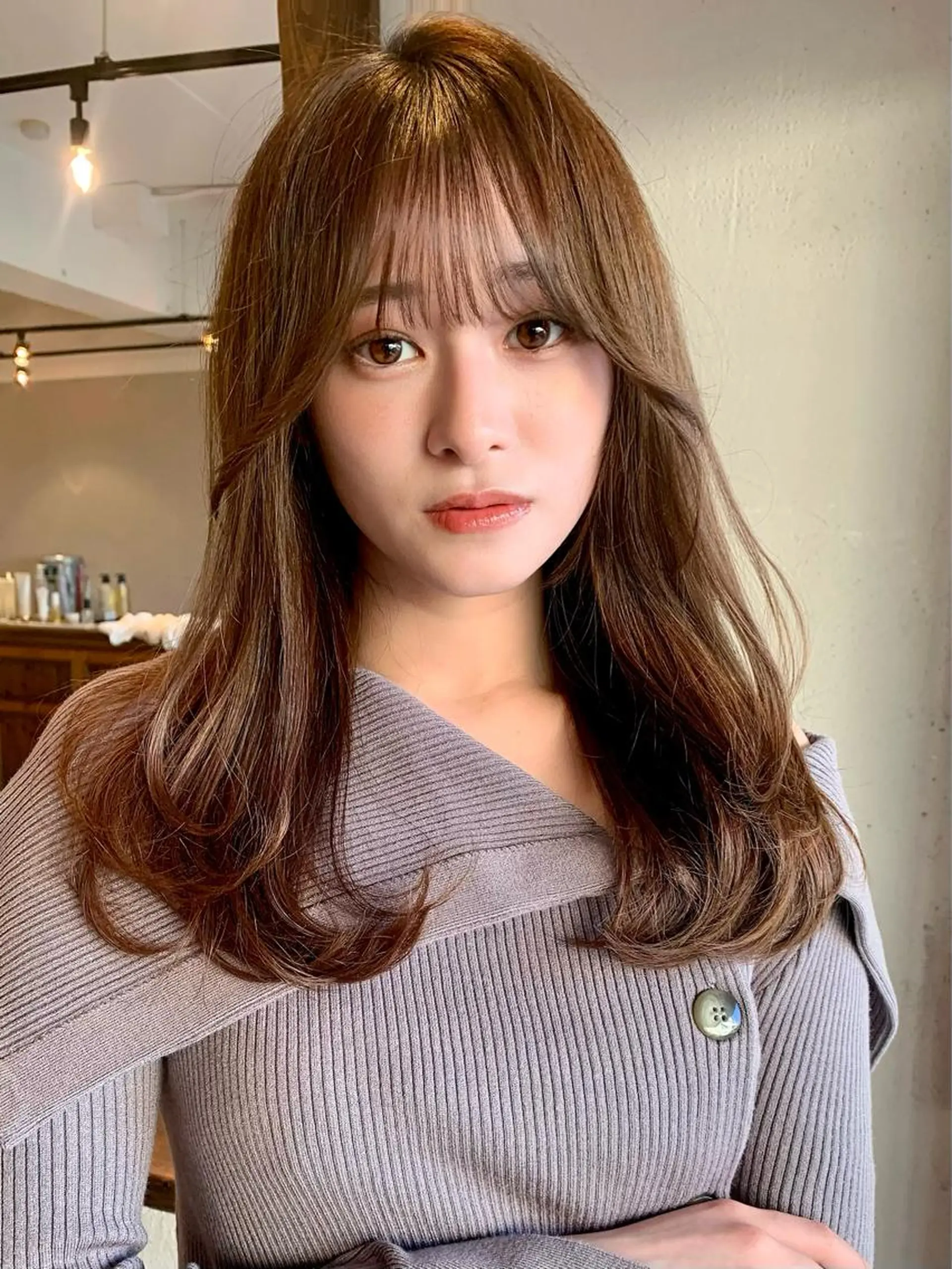 セミロング カラー カット ヘアカラー トリートメント ヘッドスパ ヘアセット 透明感/オリーブ/ グレージュ/YUKAのヘアスタイル