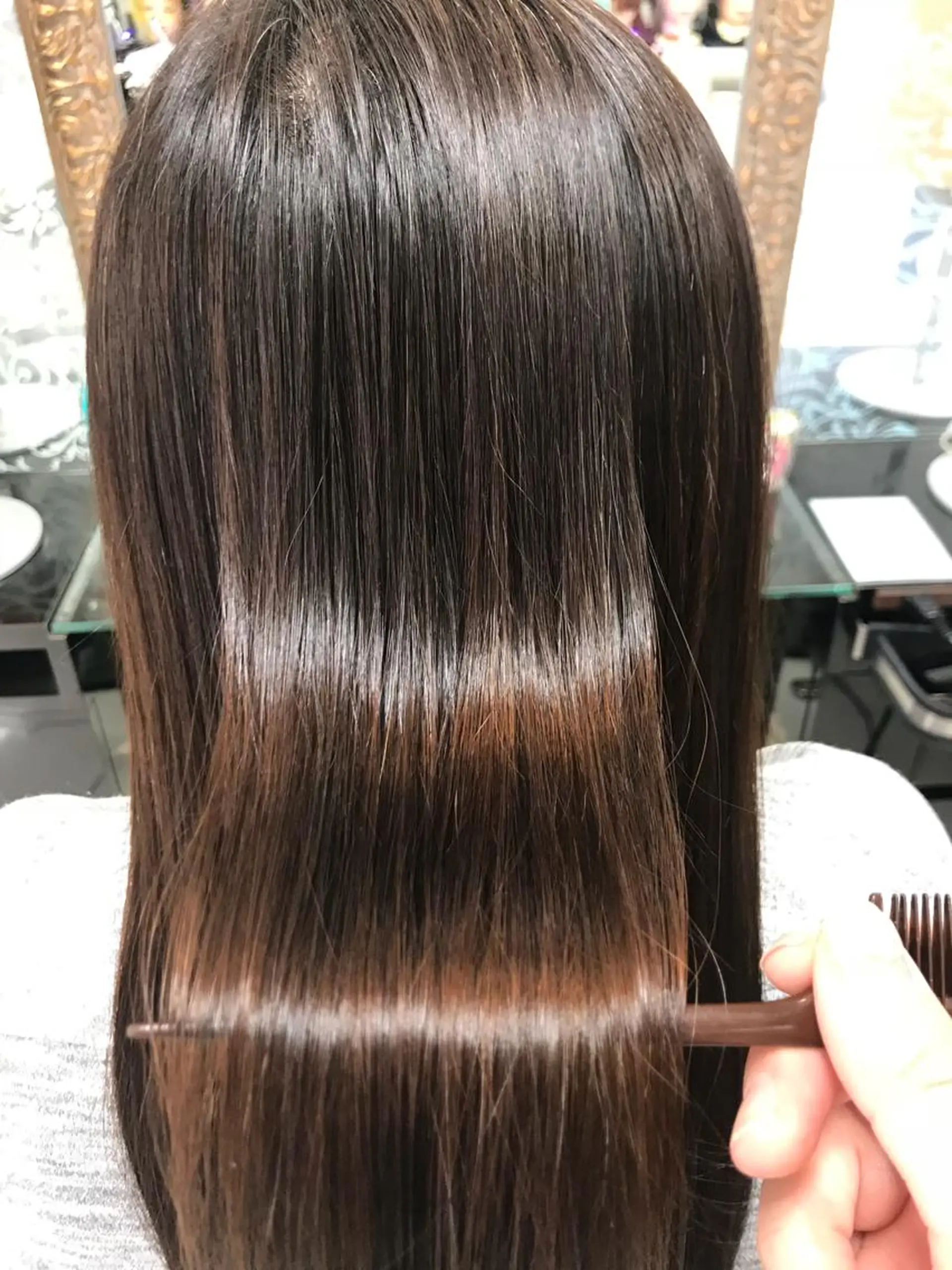 ロング パーマ 縮毛矯正 米良 志織のヘアスタイル