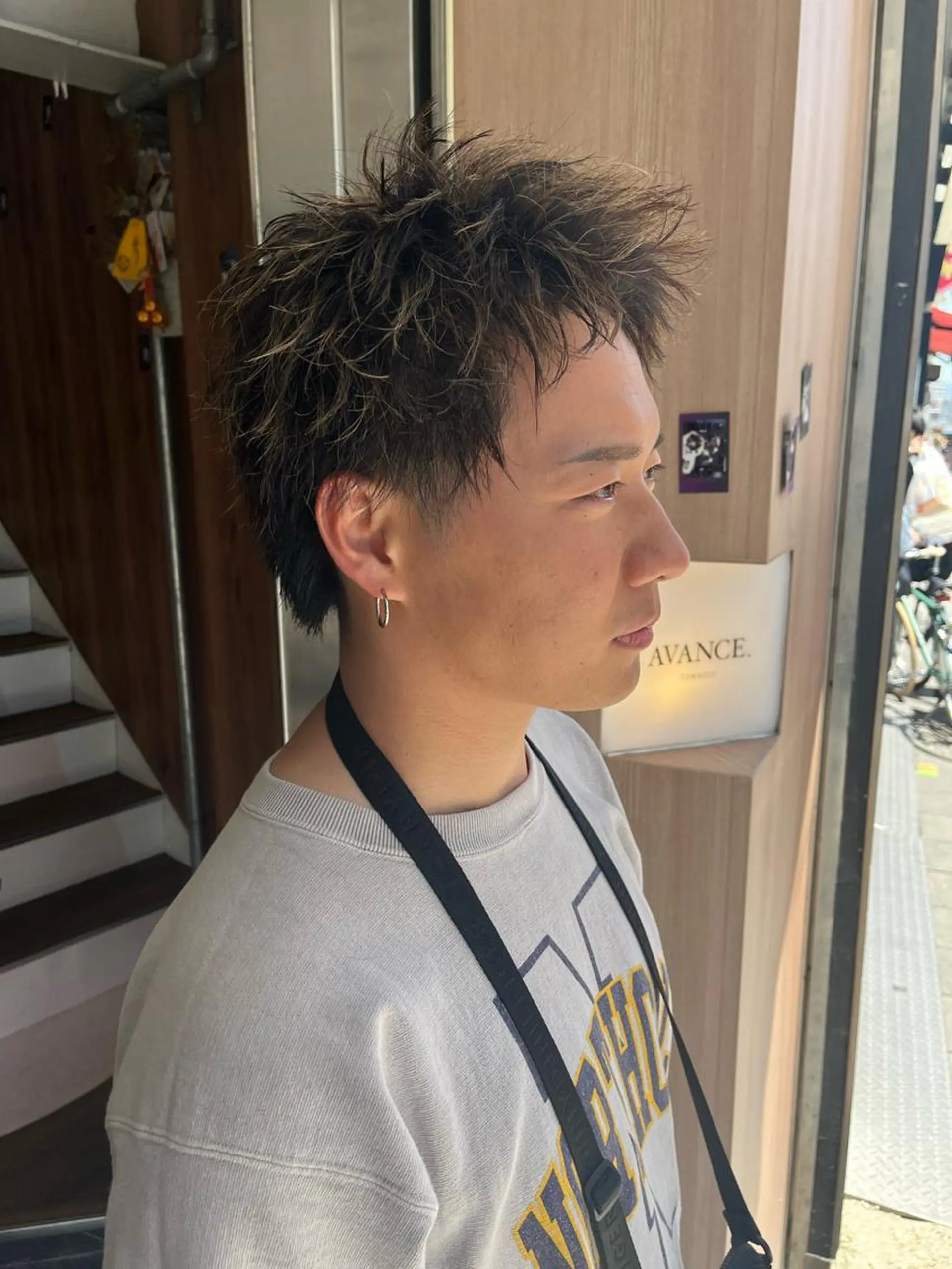 ショート カラー メンズ メンズメッシュ スパイキーショート メンズウルフカット メッシュ ショートヘア カット ヘアカラー AVANCE.難波 店長 松元のヘアスタイル