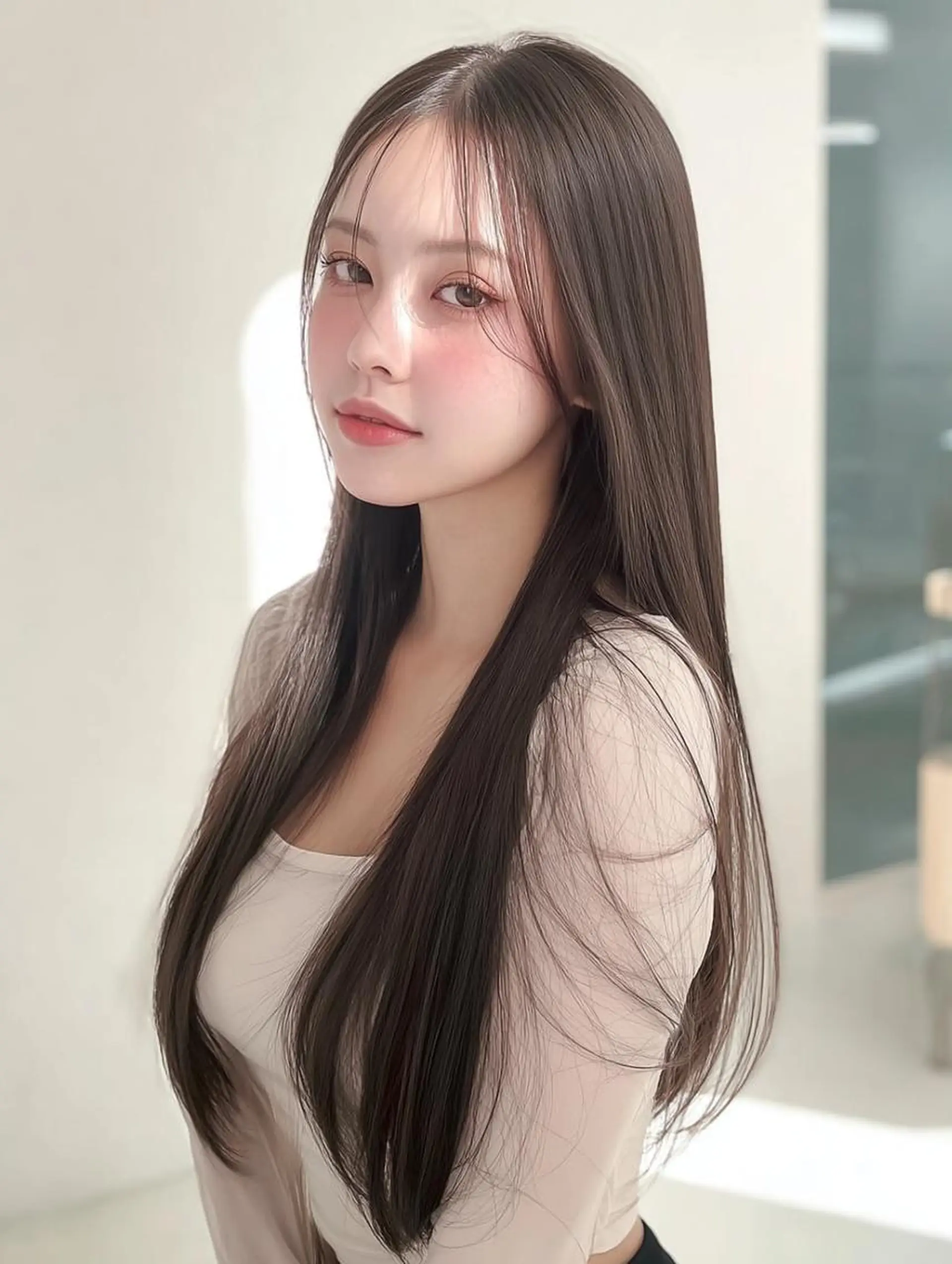 ロング 伸ばしかけ ハイライト 縮毛矯正 縮毛矯正 肥後 有紗のヘアスタイル