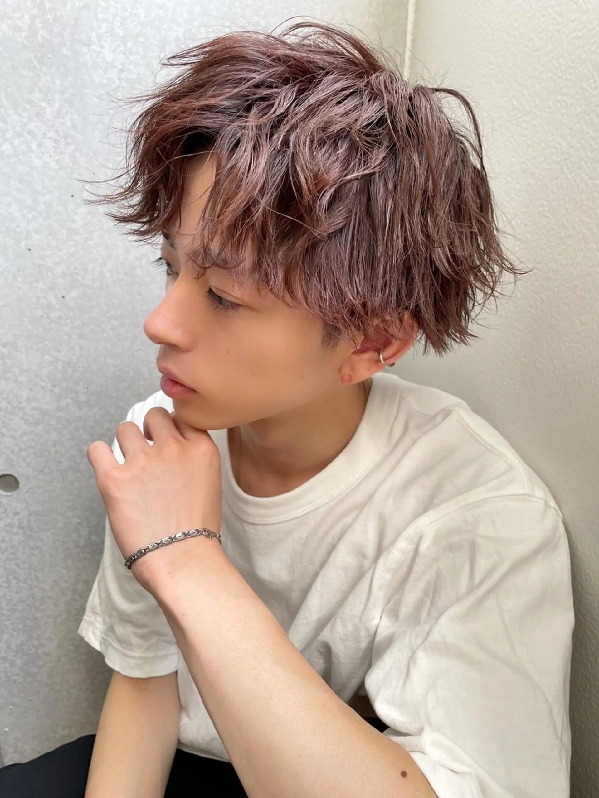 ショート パーマ メンズ 🤎ベージュカラー 🐶メンズパーマのヘアスタイル