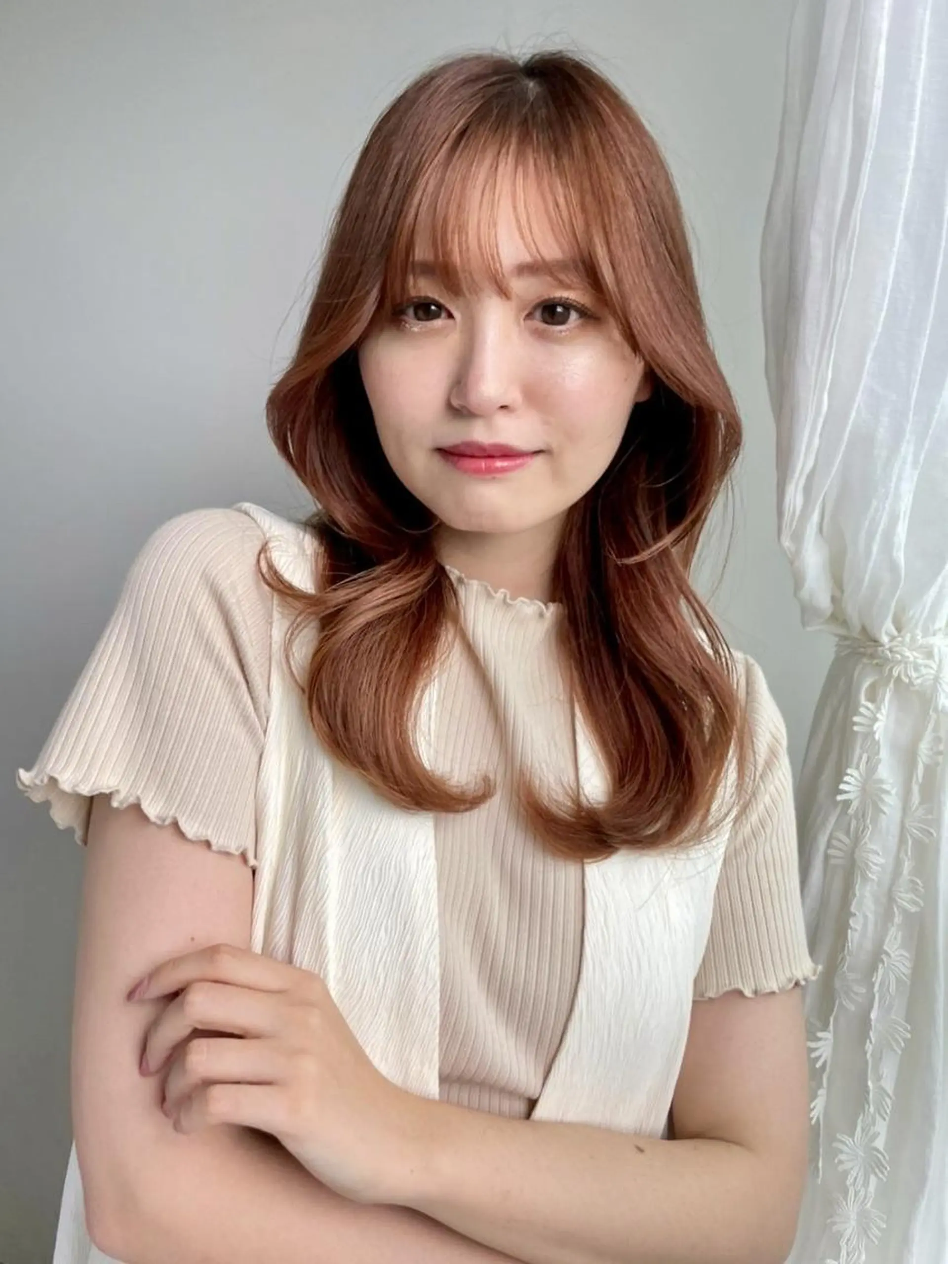 ミディアム シースルーバング 小顔カット ✨🍀岩崎 唯🍀✨のヘアスタイル