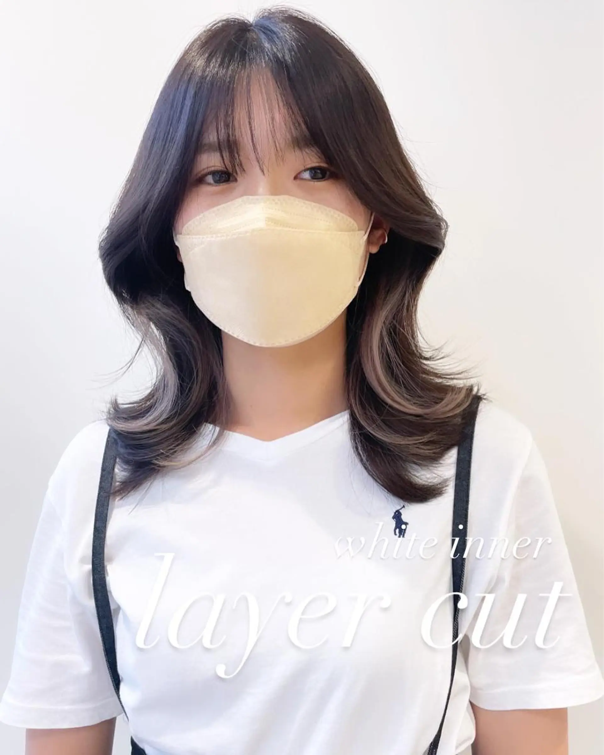 ミディアム カラー 韓国レイヤーカット/ ダブルカラーのヘアスタイル