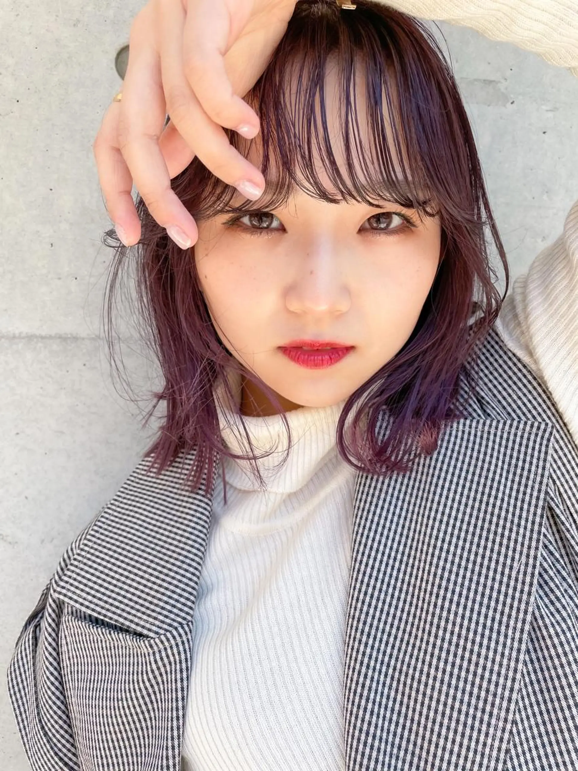 セミロング カット ヘアカラー トリートメント nessヤマサキ リュウタのヘアスタイル