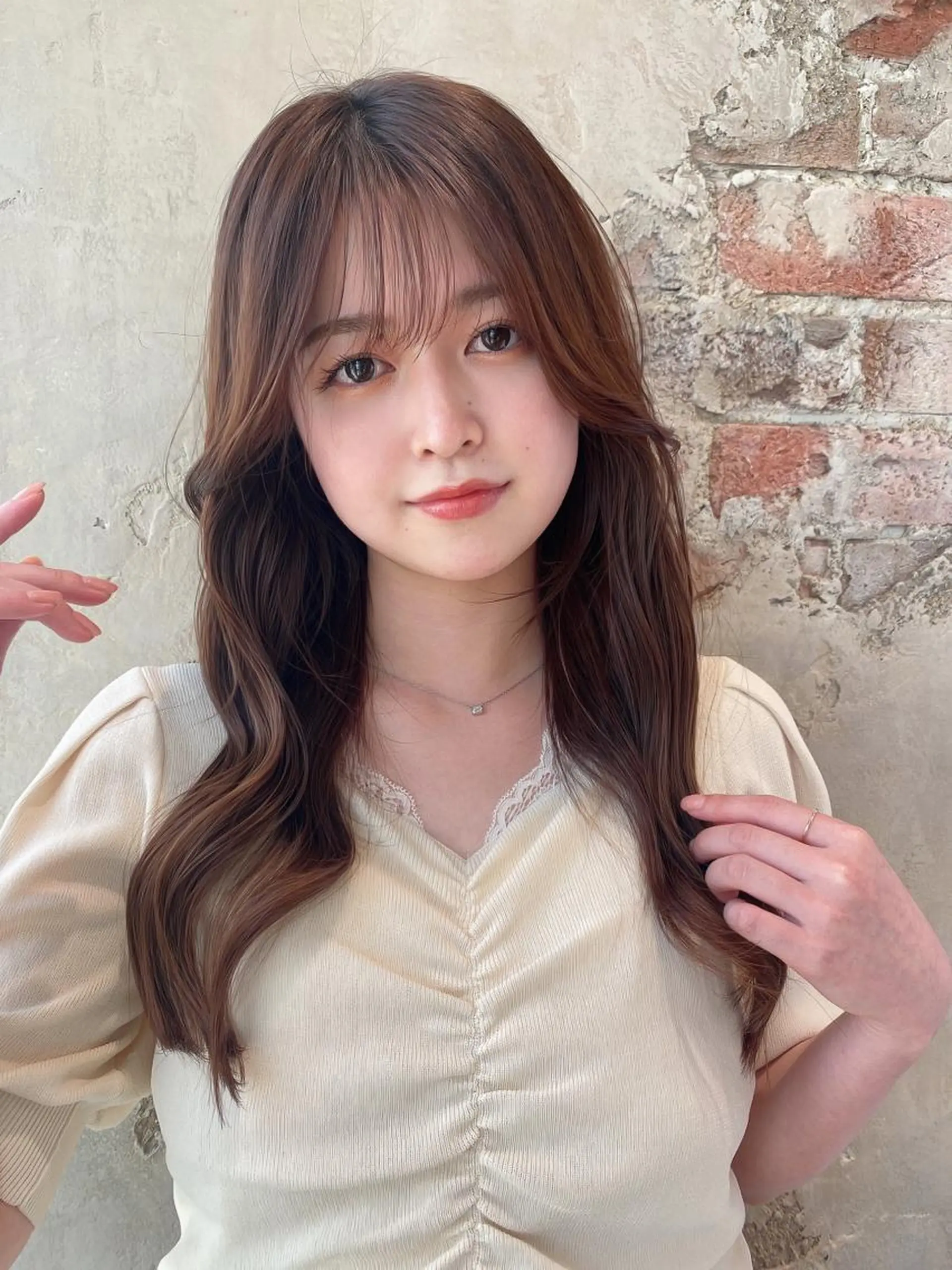 セミロング カラー ベージュカラー ブラウンカラー ブラウンベージュ くびれヘア 顔周りカット カット ヘアカラー トリートメント 顔周り/くびれヘア 韓国ヘア💕風間るなのヘアスタイル