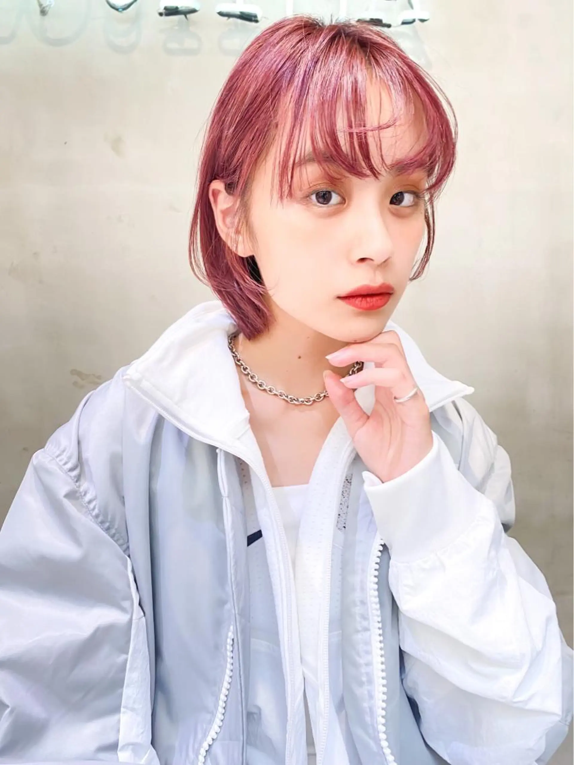 ミディアム カラー ピンクカラー MUSASHI ブリーチカラー◎のヘアスタイル