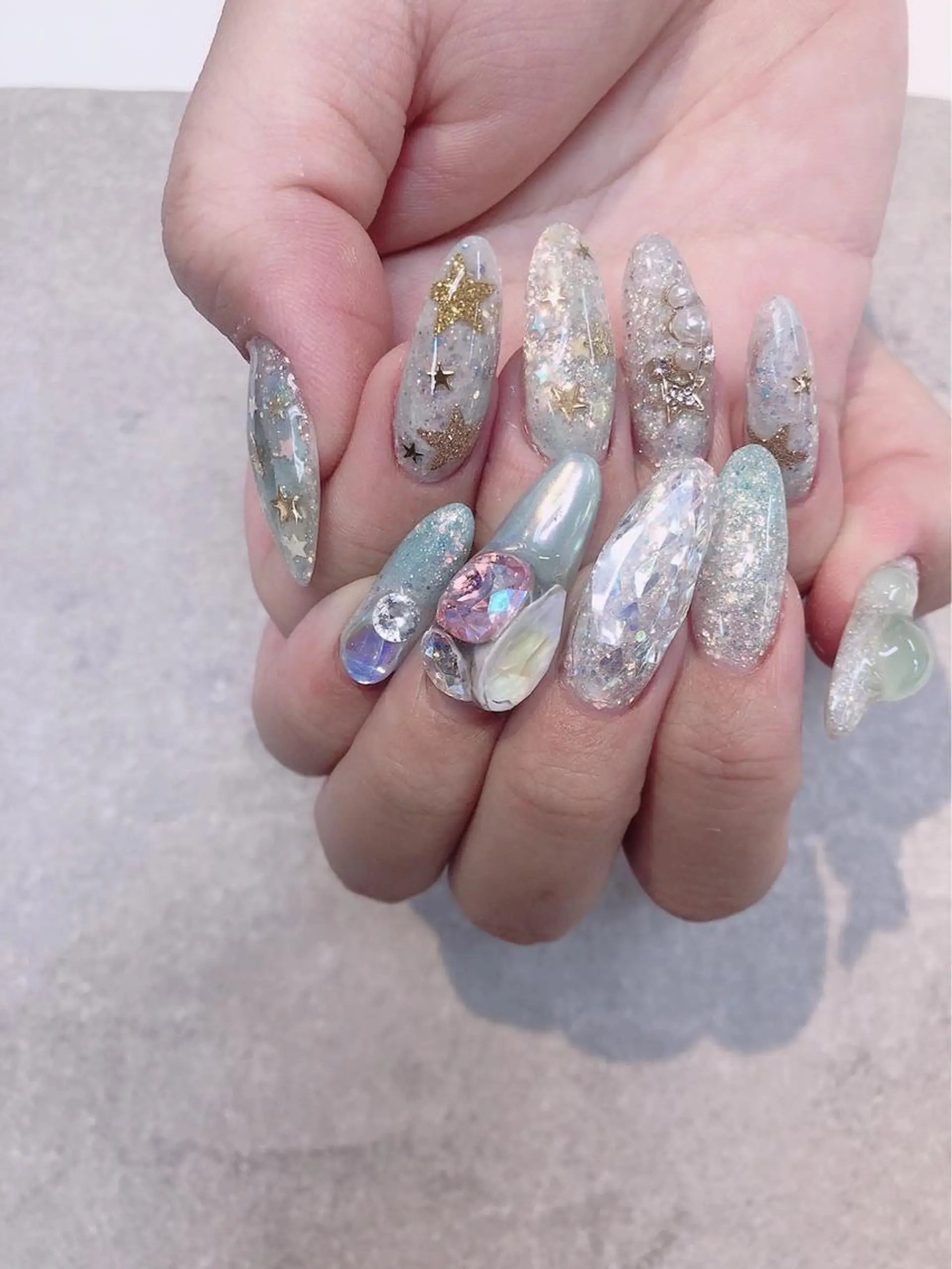 ネイル ブルー ハンドネイル ハンドケア FASTNAIL PLUS 新宿店のネイルデザイン