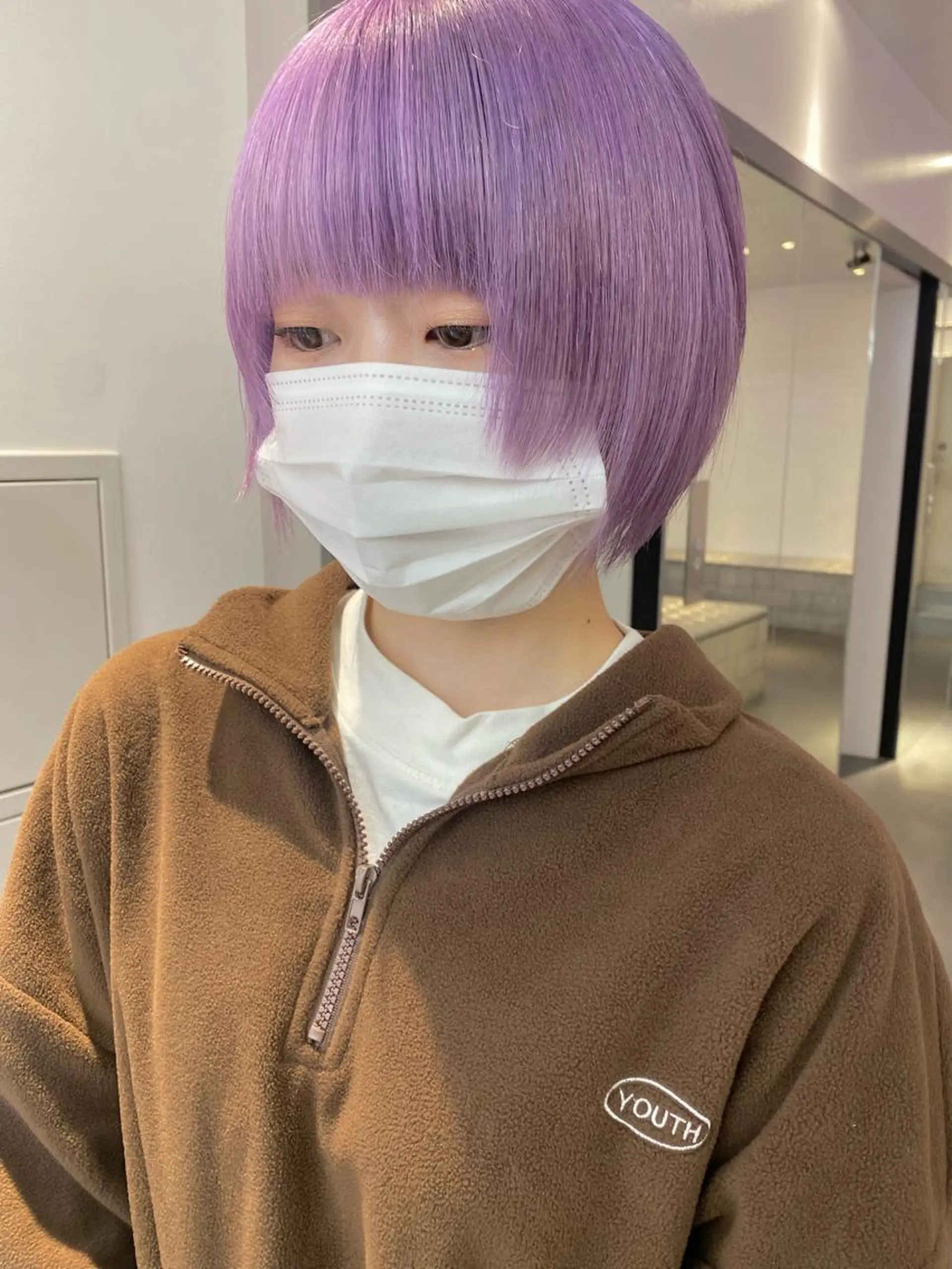 ショート カラー パーマ ラベンダーカラー カット ヘアカラー 🎨ハイトーン/ 切りっぱなし みつきのヘアスタイル