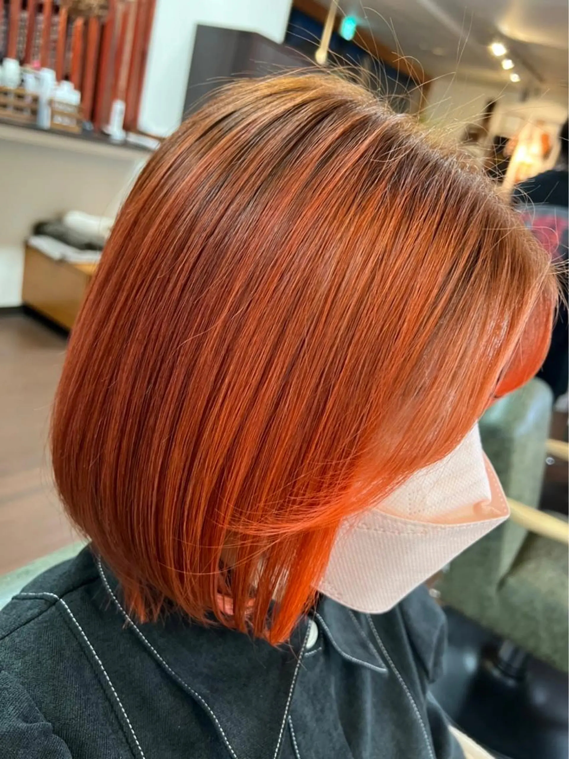 ミディアム カラー ブリーチ オレンジ 韓国風ヘア トリートメント インナーカラー指名 No.1菊池柊真のヘアスタイル