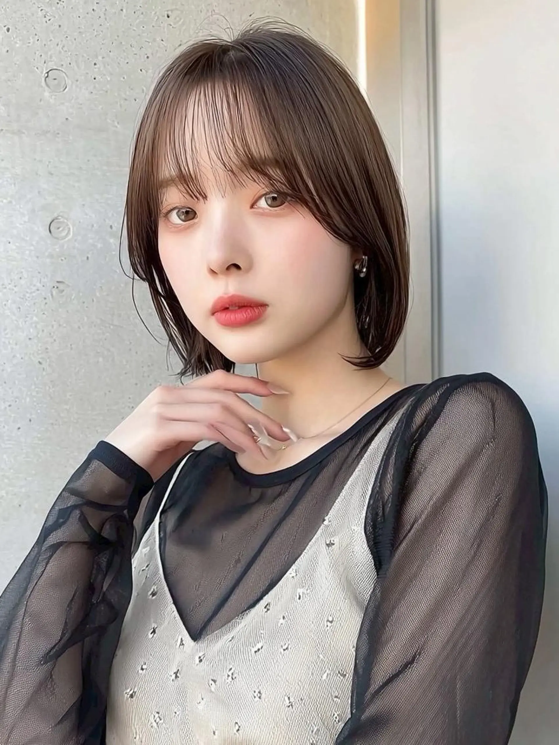 ミディアム 切りっぱなしボブ ショートボブ ボブ 髪質改善 縮毛矯正 ヘアカラー トリートメント ✨髪質改善 ✨/ミヤビのヘアスタイル