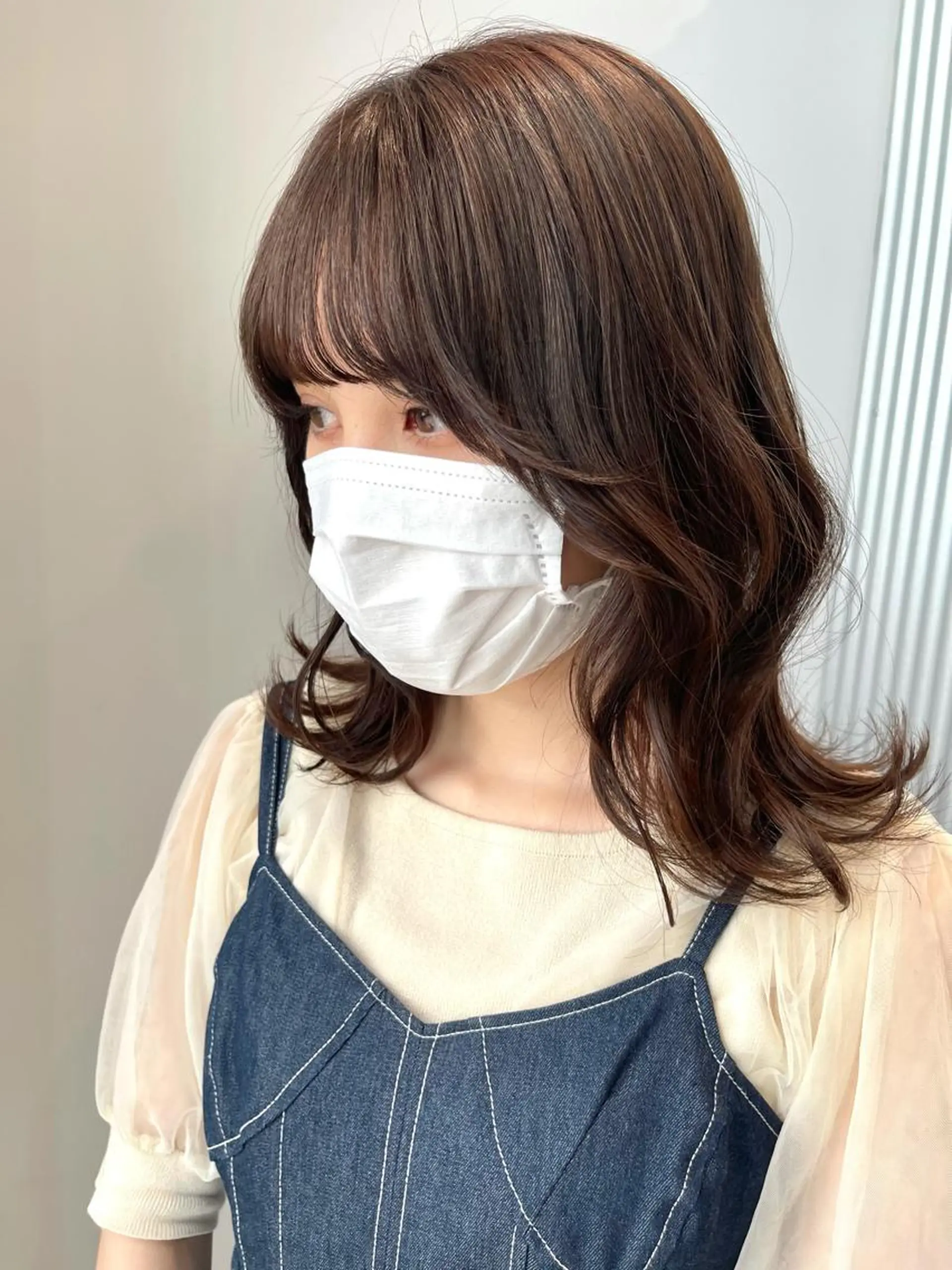 セミロング カラー ブリーチ ブラウンカラー ショコラブラウン ブリーチなしカラー くびれヘア DX SHARE SALON 原宿店所属・レイヤーカット/ 田中 しょうのヘアスタイル