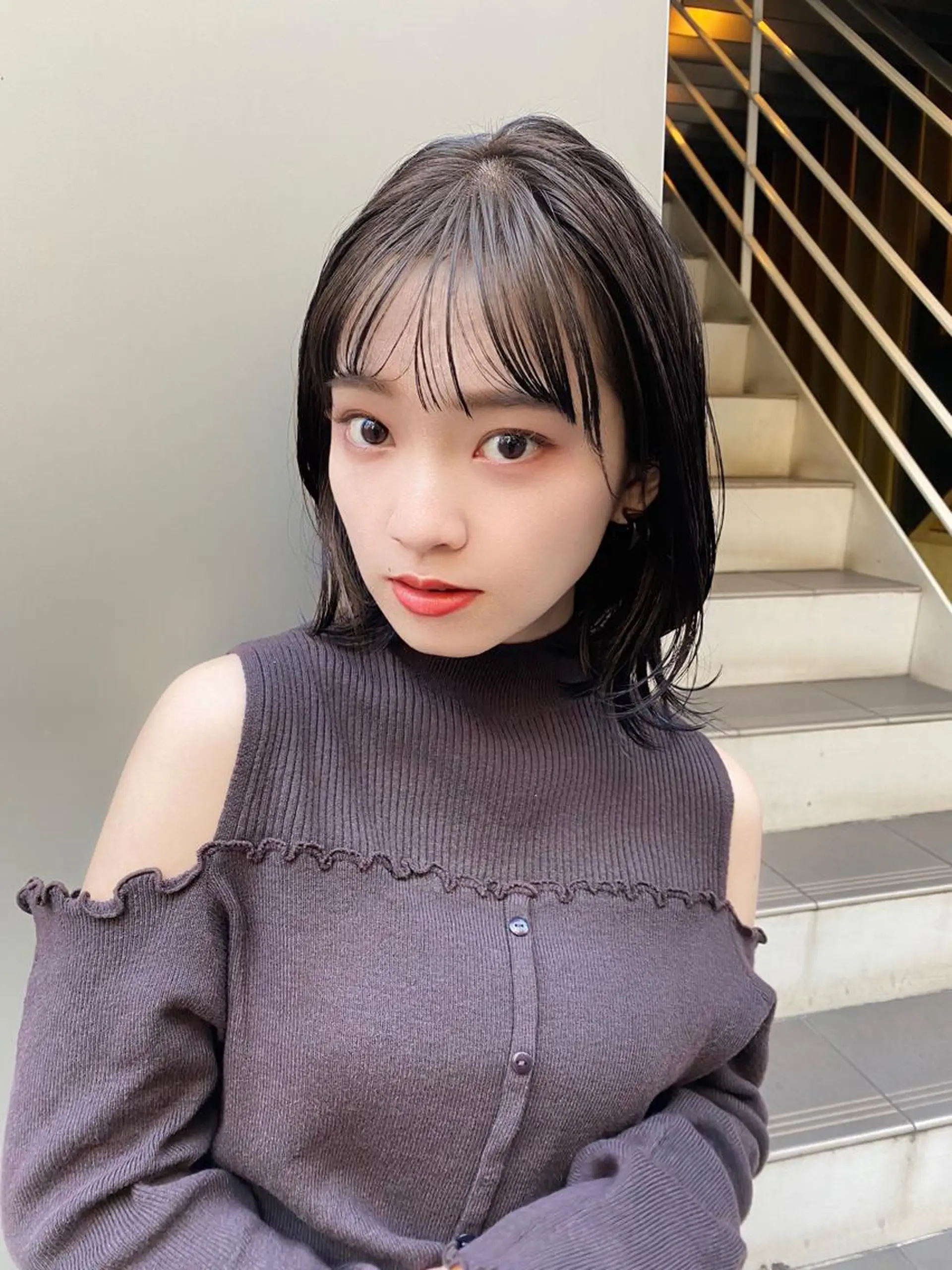 ミディアム カラー 黒髪 透明感カラー ボブ、ミディアム得意 🤍Emmy🤍のヘアスタイル