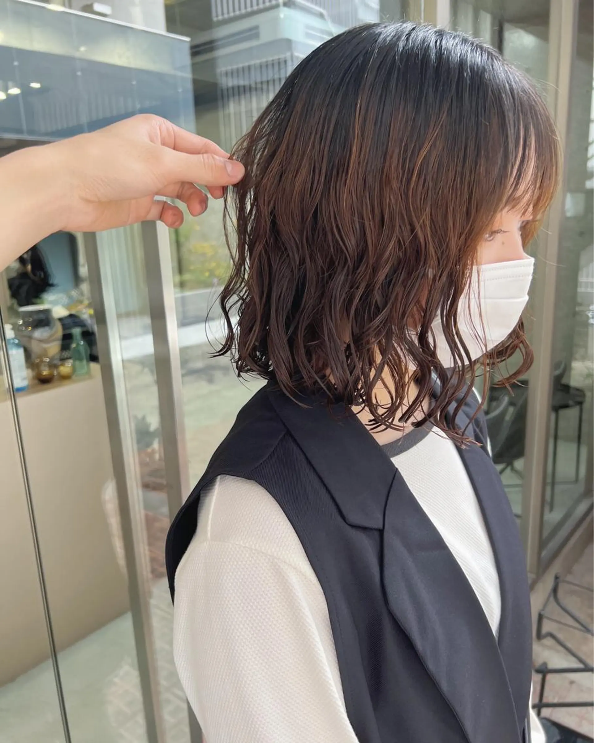 ミディアム パーマ ボブパーマコテ巻き風 パーマNo1深江秀平のヘアスタイル