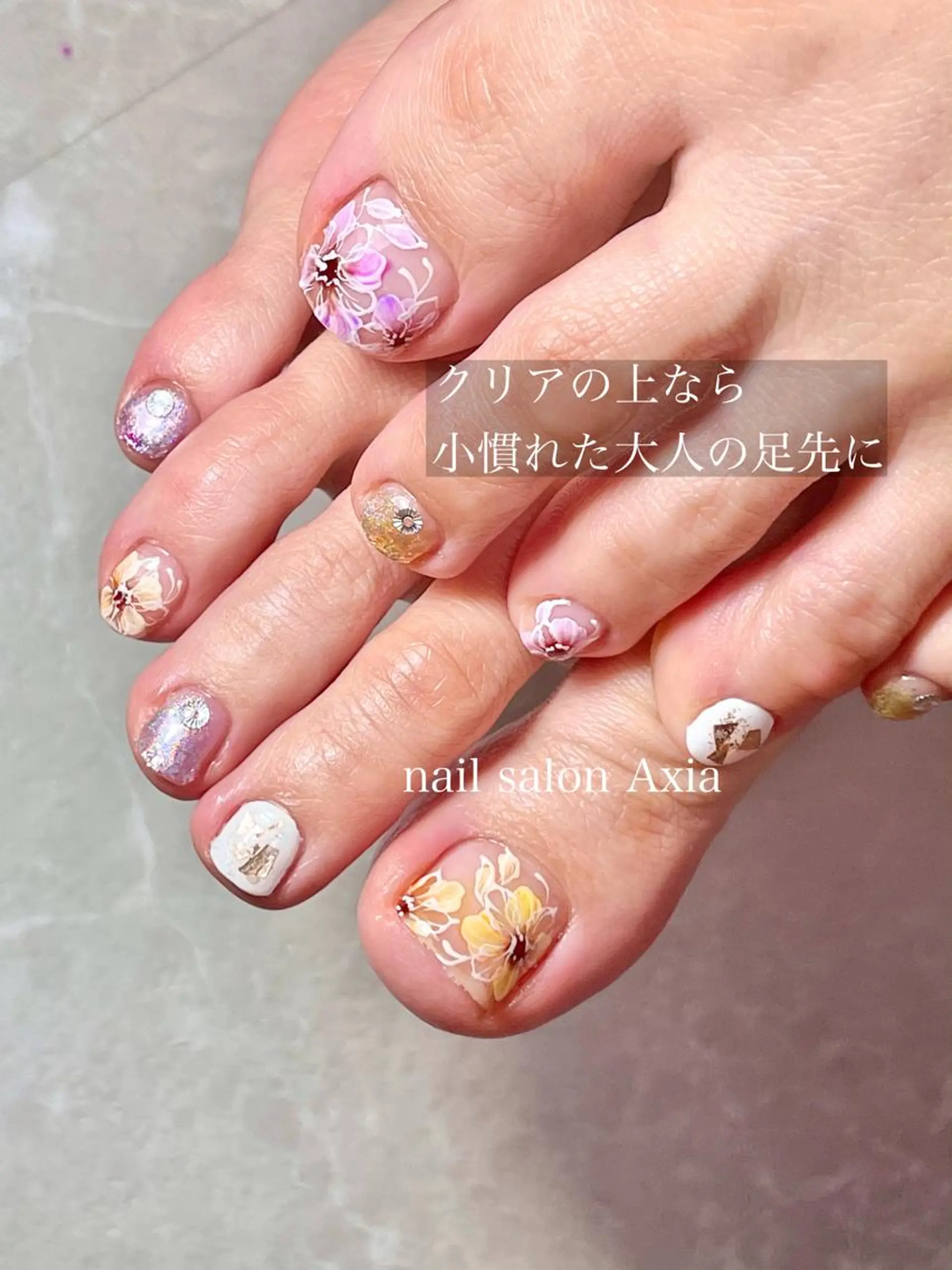 カラー ネイル アートネイル クリアネイル フラワーネイル フットネイル ジェルネイル nail salon Axia所属・nail salon Axiaのネイルデザイン