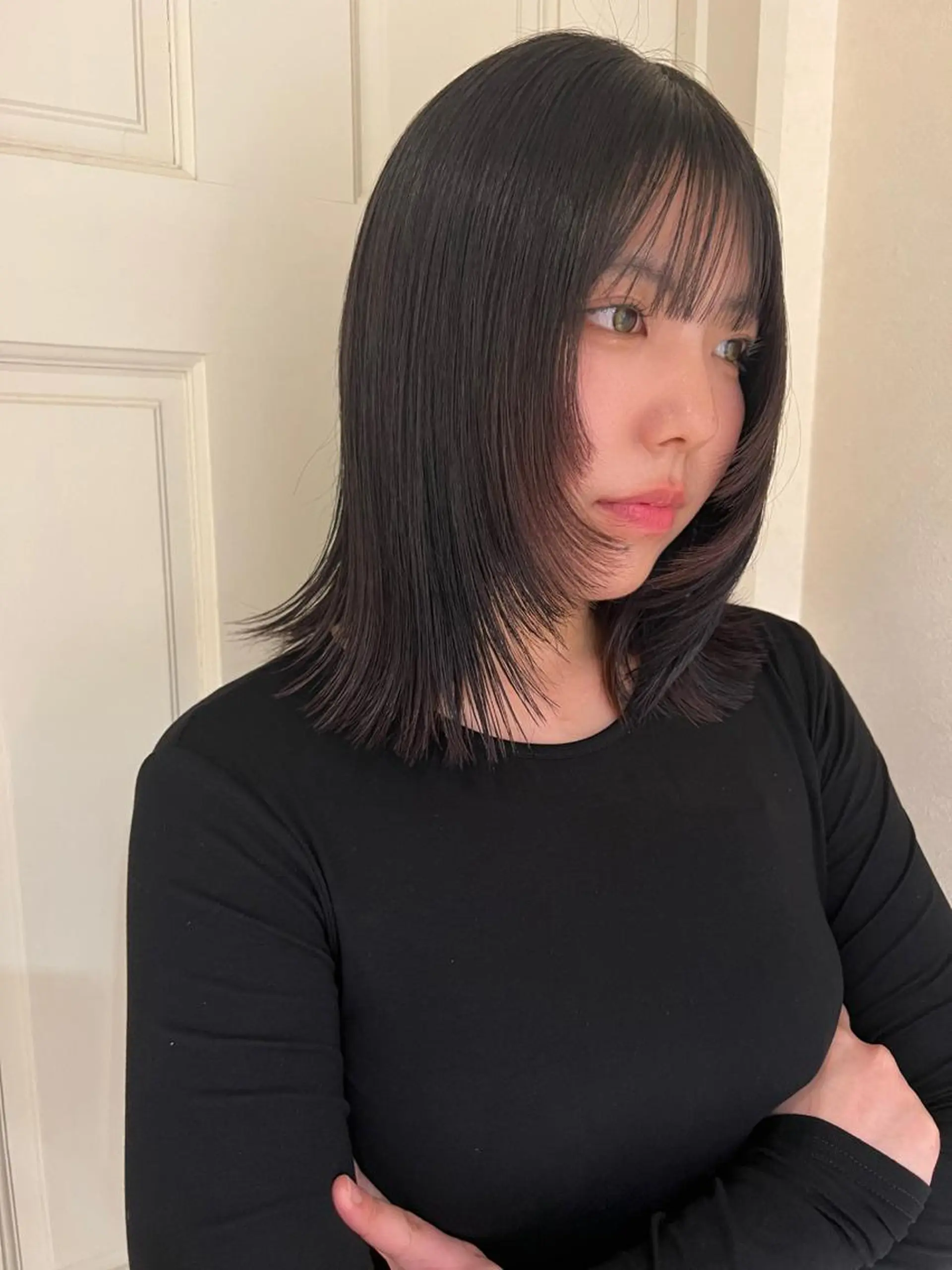 ミディアム カラー ヘアアレンジ カット ヘアカラー トリートメント ヘアセット hotely所属・✨まとまるボブ/ 切りっぱなし/ユキナのヘアスタイル