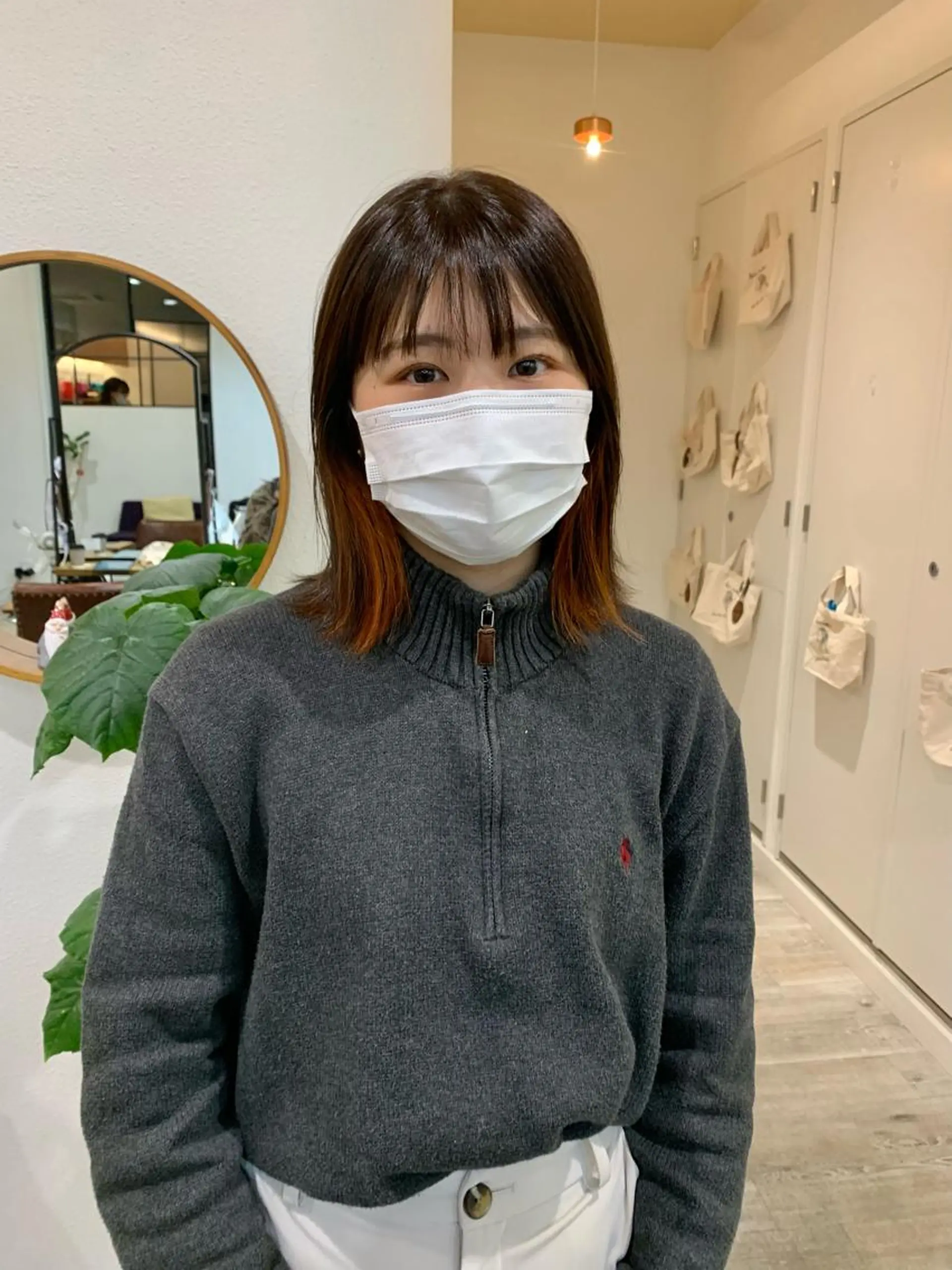 ミディアム カラー インナーカラー オレンジ Door代官山所属・詩織/パーマ /代官山のヘアスタイル