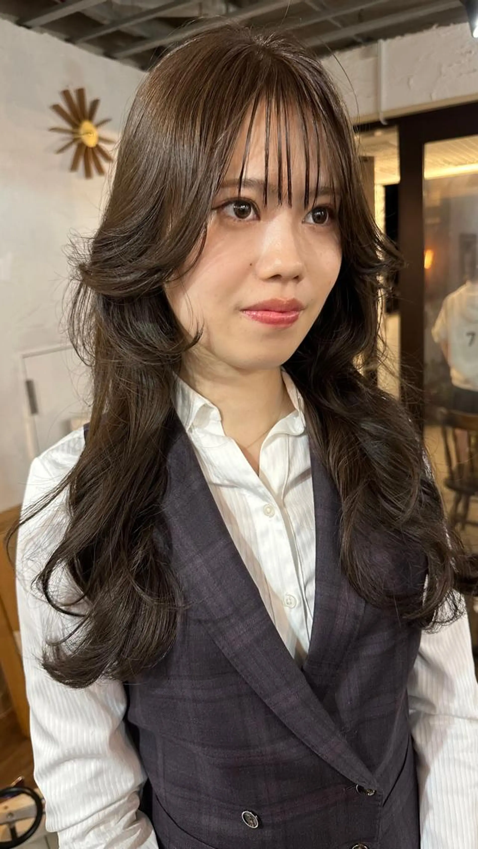 ロング カラー 切りっぱなしボブ ショートボブ バレイヤージュ ベージュカラー 黒髪 カット ヘアカラー トリートメント フリーランス所属・韓国ヘア レイヤー くびれヘアMATSUのヘアスタイル