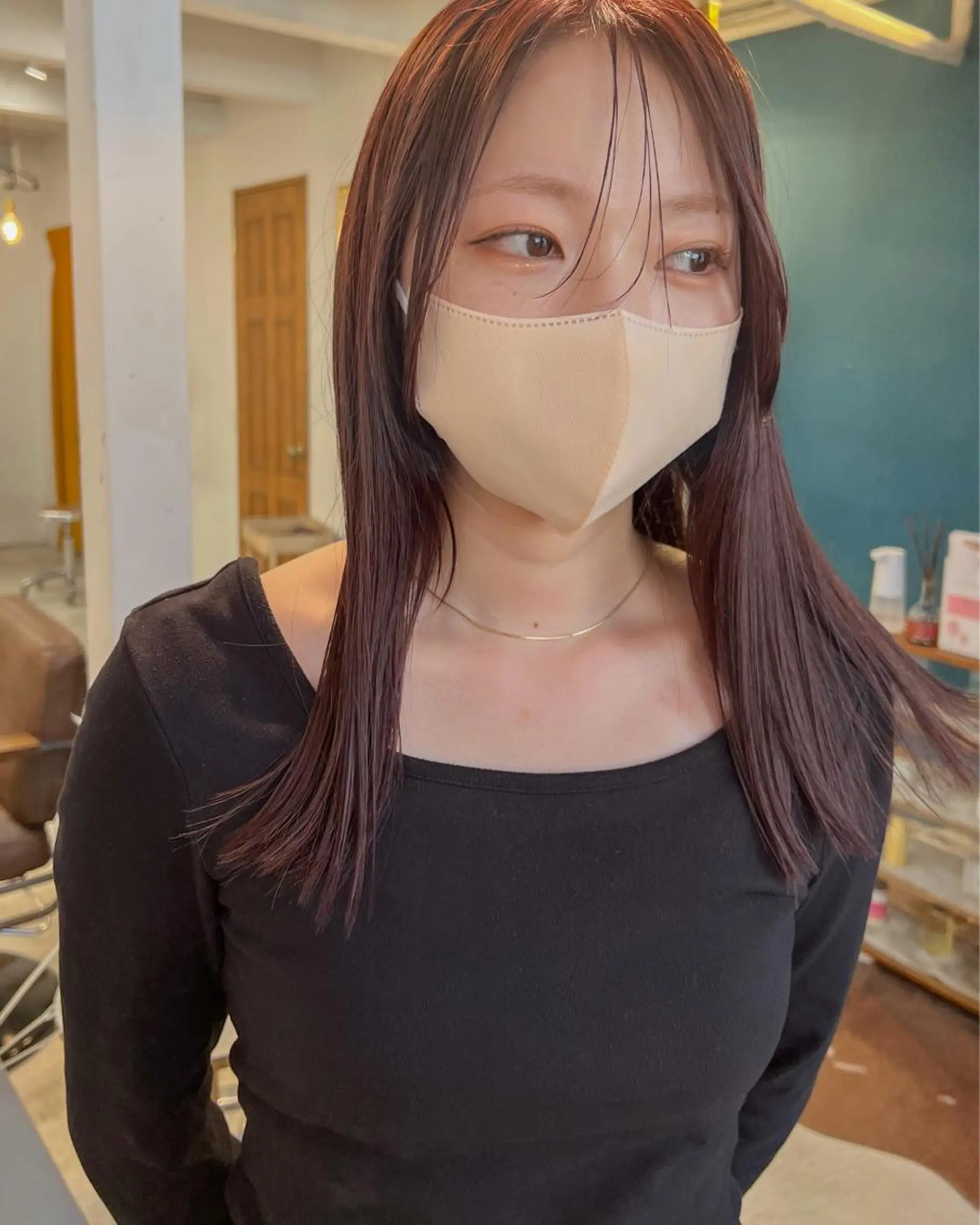 ロング 韓国風ヘア シースルーバング カット ヘアカラー トリートメント 色素薄めカラー❤︎ chihiroのヘアスタイル