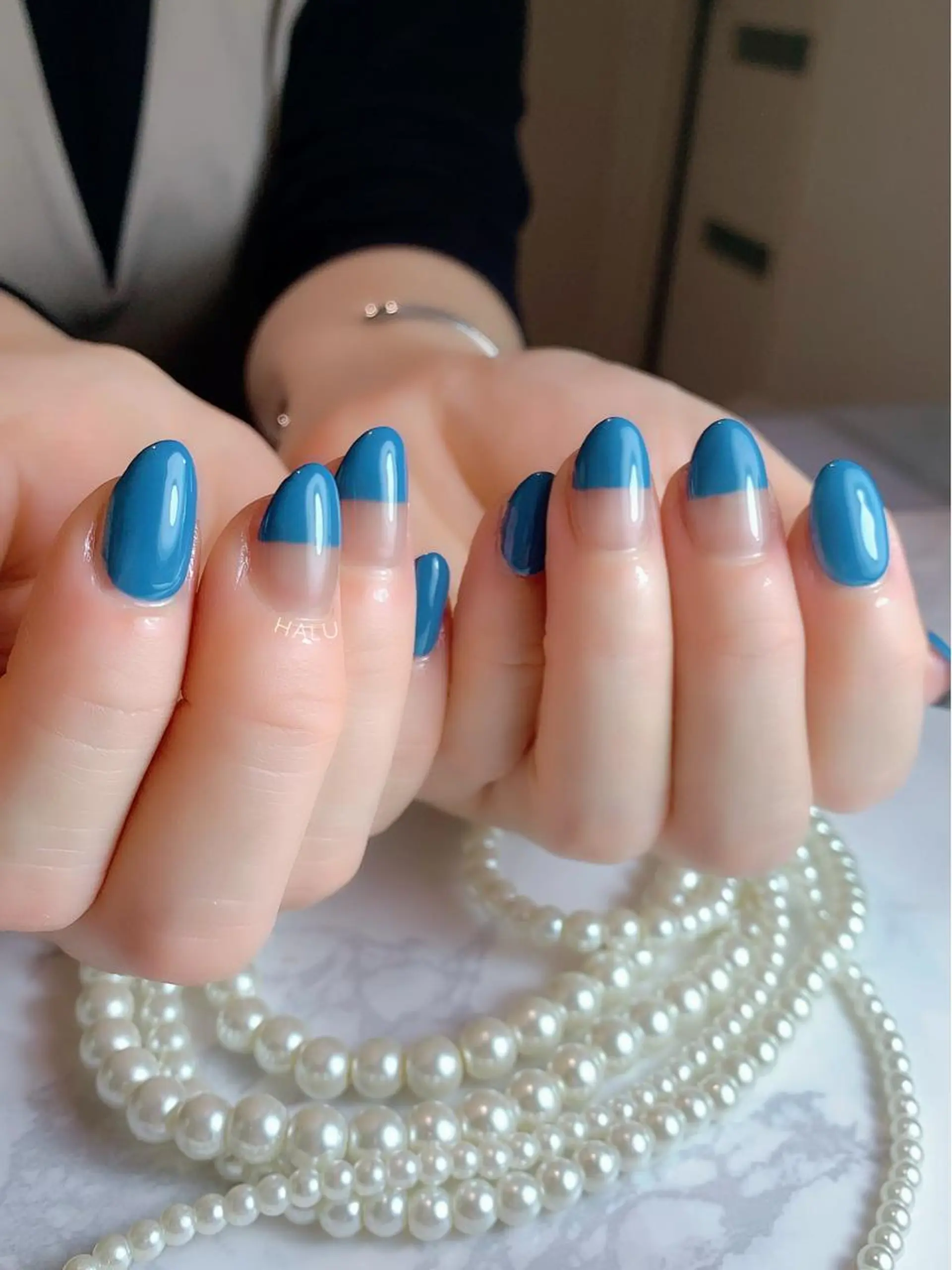 ネイル ブルー ブラウン HALU ハルのネイルデザイン