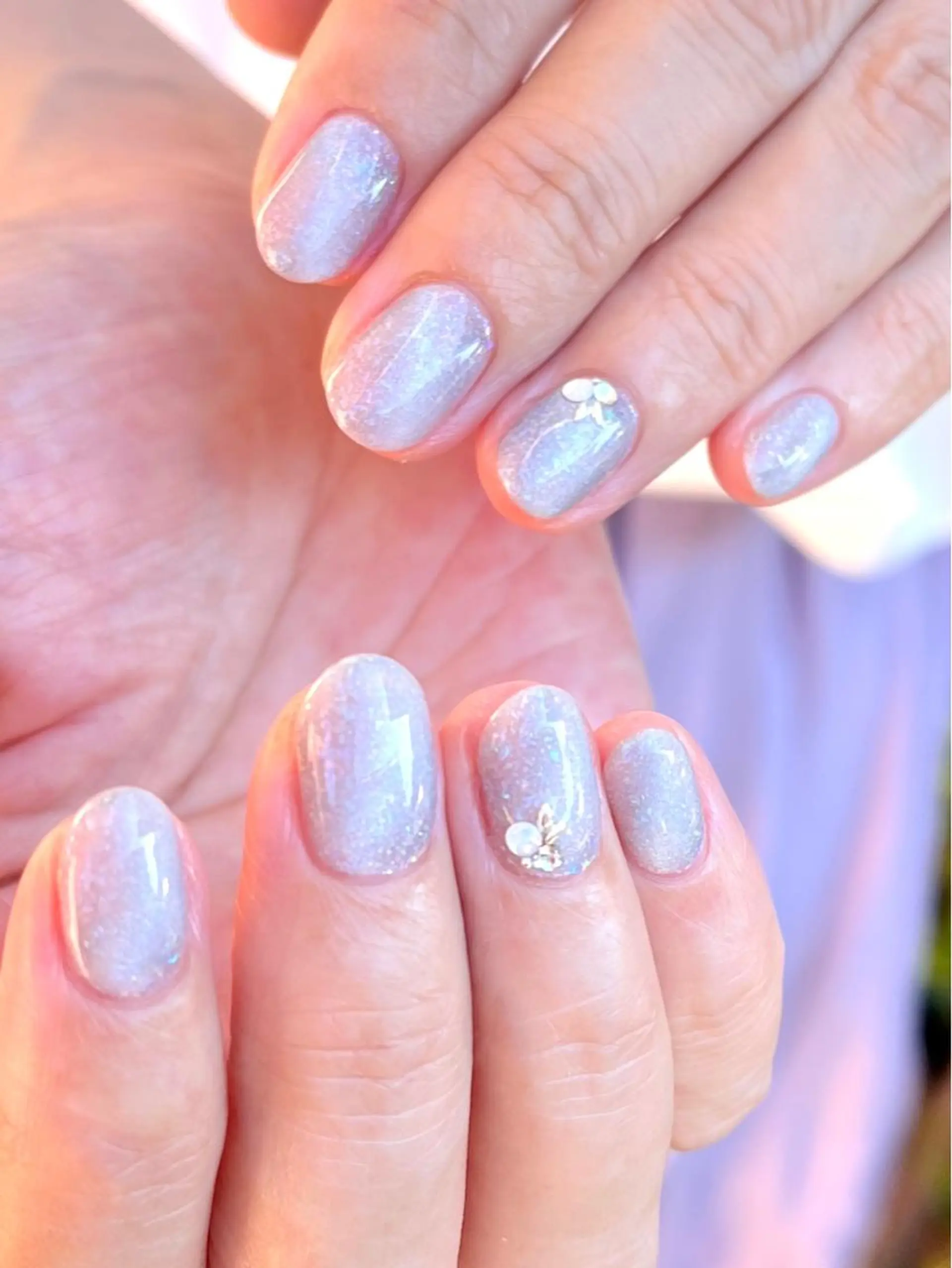 ネイル ブルー ラメ(グリッター) マグネットネイル ハンドネイル Nail Rinonのネイルデザイン