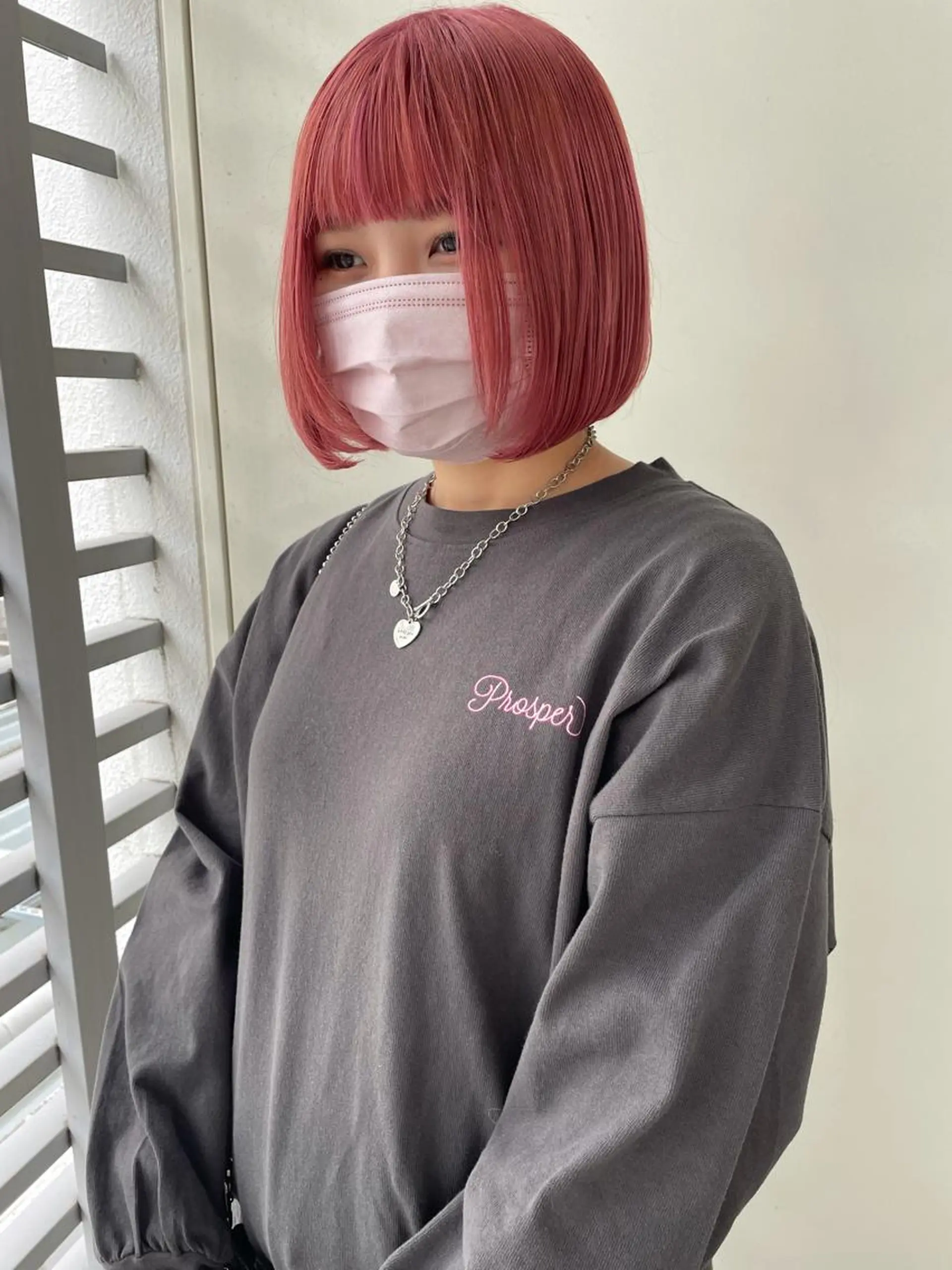 ショート カラー ピンクカラー ボブ ヘアカラー トリートメント レイヤー/ボブ/ 顔周り/yukinaのヘアスタイル