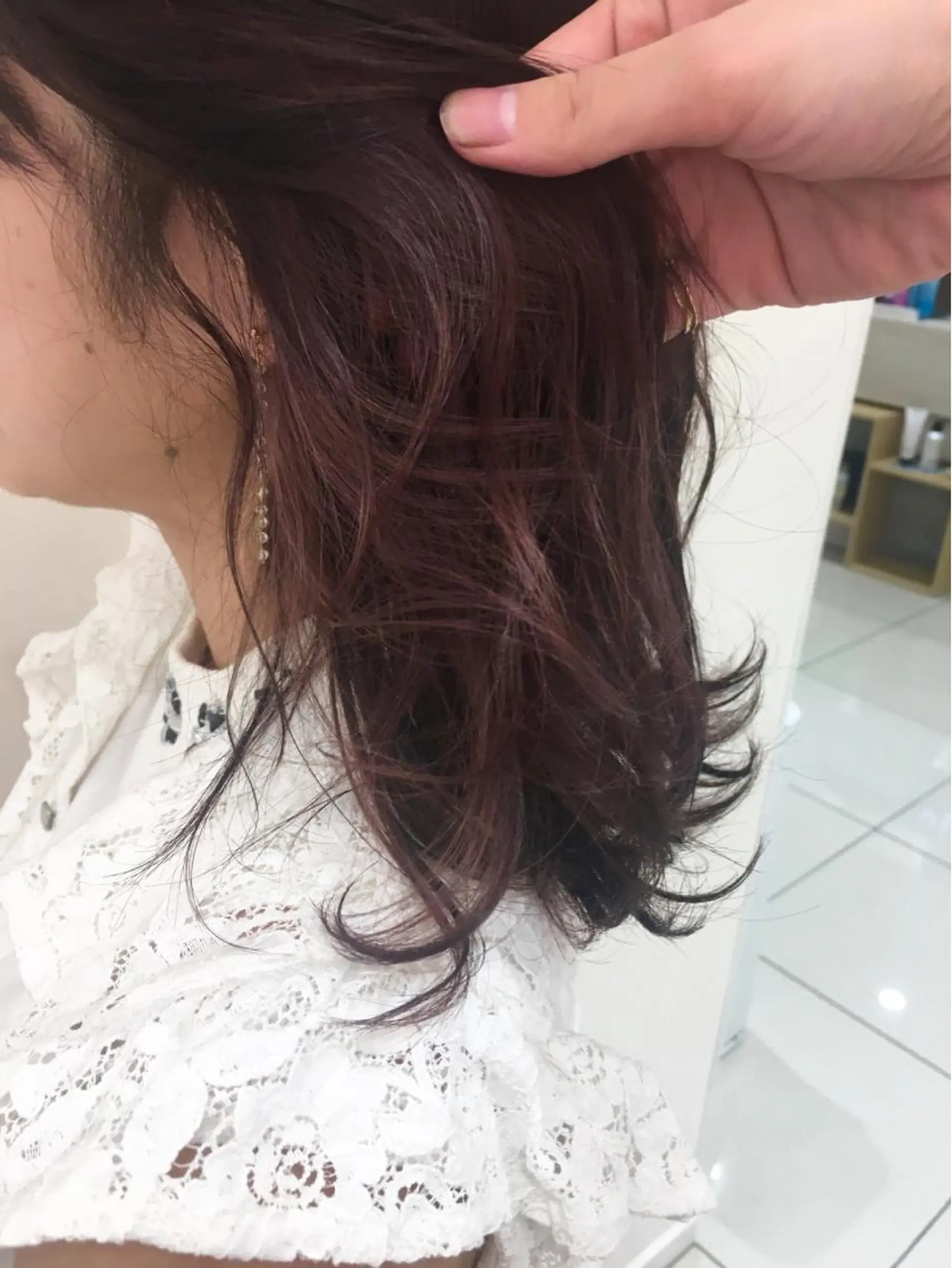 ミディアム カラー パーマ ヘアアレンジ 💎耳ツボジュエリー ×銀座美容室💎のヘアスタイル