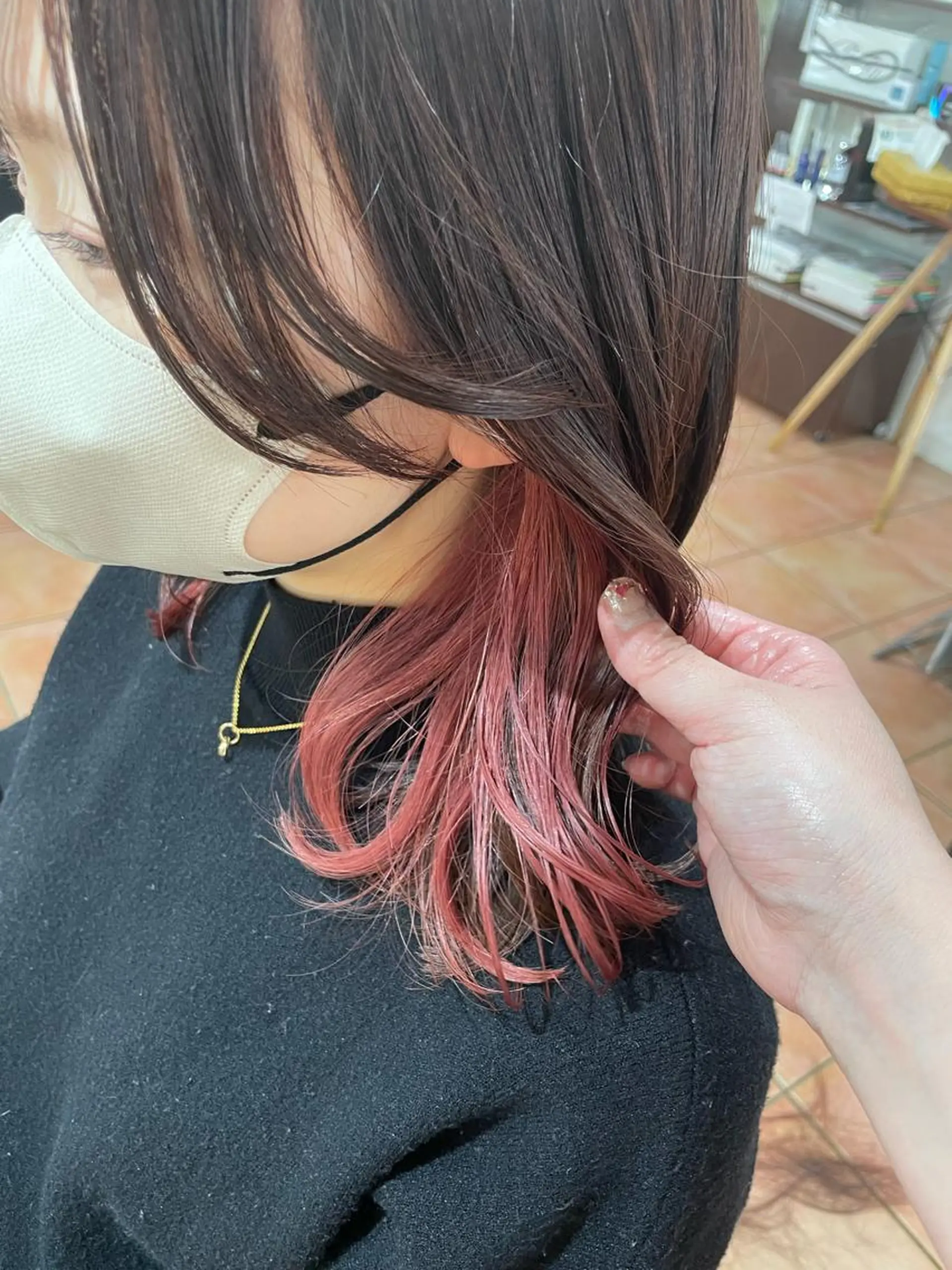ミディアム カラー イヤリングカラー ピンクカラー ヘアカラー 🦋透明感 艶カラー Rie🦋のヘアスタイル