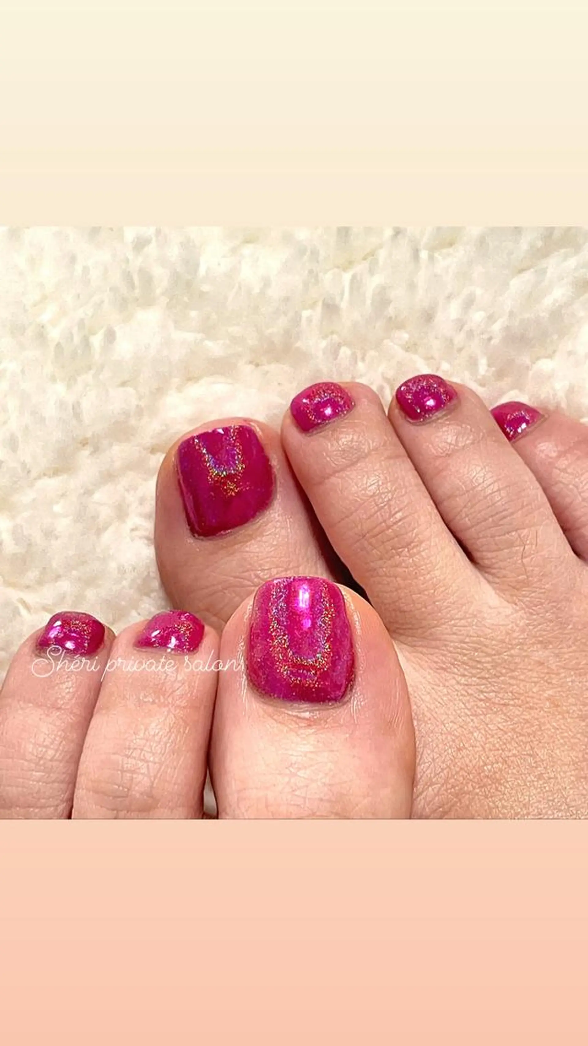 カラー ネイル ピンクカラー ユニコーンカラー ミラーネイル ピンク フットネイル Chérinail 爪のお手入れのネイルデザイン