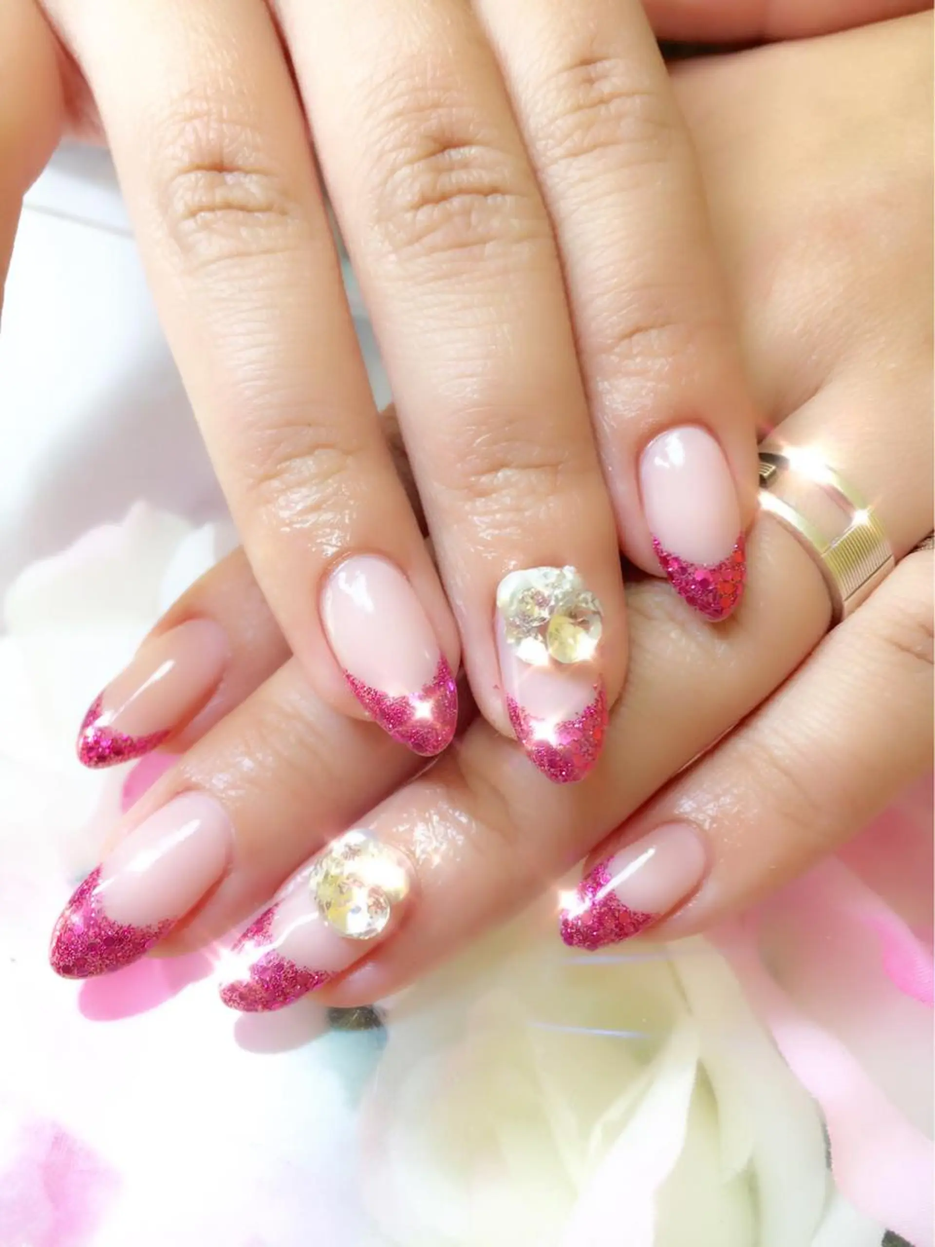 ネイル フットネイル ジェルネイル ミラーネイル パラジェル 春ネイル clover nailのネイルデザイン